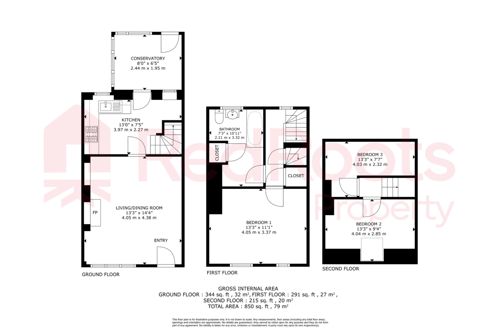 3 bed terraced house to rent in Hemsworth, Pontefract, West Yorkshire, WF9 - Property floorplan