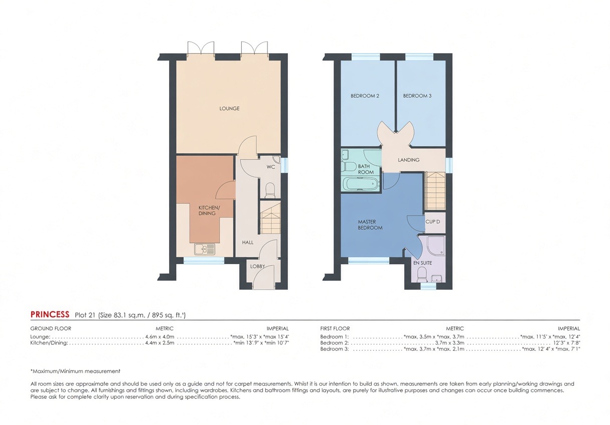 3 bed semi-detached house for sale in Plots 21/22 - The Prince & Princess Treetops II, Swann Road, South Kirkby, Pontefract, West Yorkshire, WF9 3FJ - Property floorplan