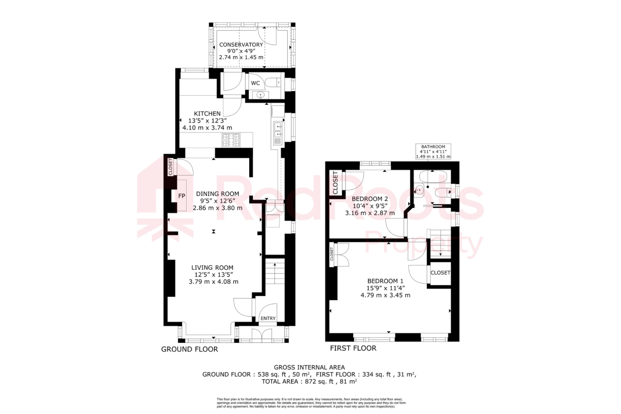 2 bed semi-detached house to rent in Woodlands, Doncaster, South Yorkshire, DN6 - Property floorplan