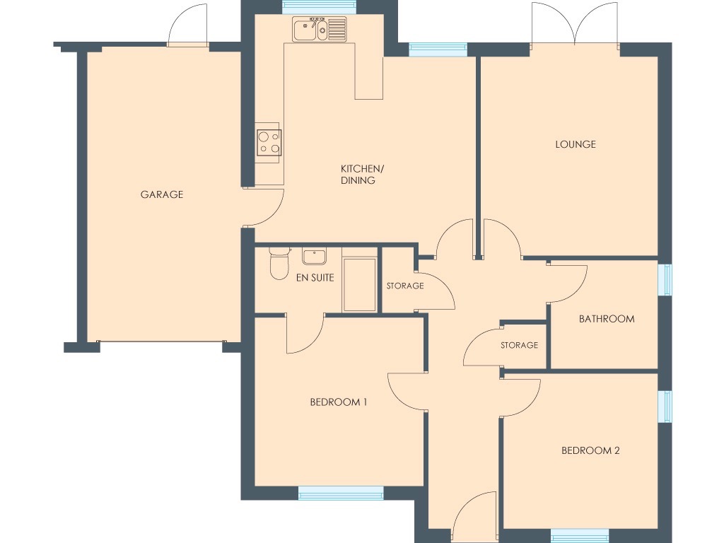 2 bed bungalow for sale in The Duchess II, Treetop II, South Kirkby, Pontefract, West Yorkshire, WF9 - Property floorplan