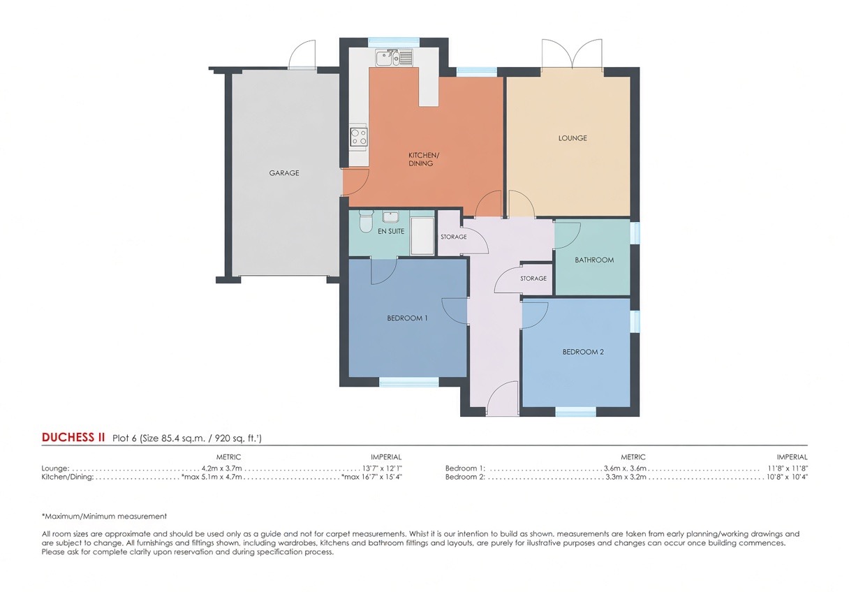 2 bed bungalow for sale in The Duchess II, Treetop II, South Kirkby, Pontefract, West Yorkshire, WF9 - Property floorplan