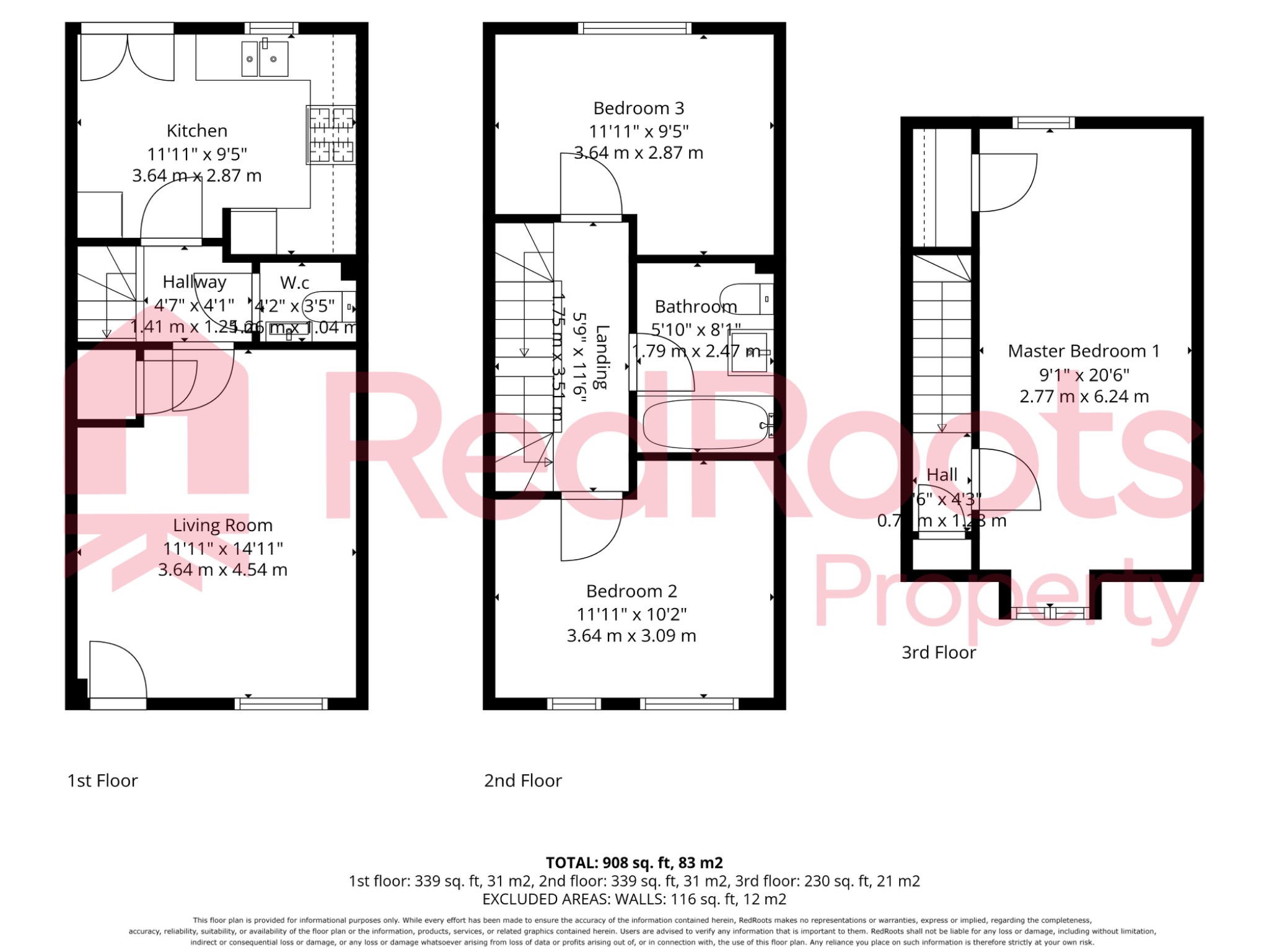 3 bed terraced house for sale in Dominion Road, Doncaster, South Yorkshire, DN5 - Property floorplan