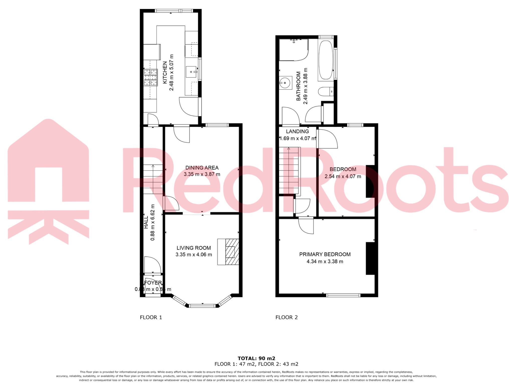 2 bed terraced house for sale in Bentley Road, Doncaster, South Yorkshire, DN5 - Property floorplan