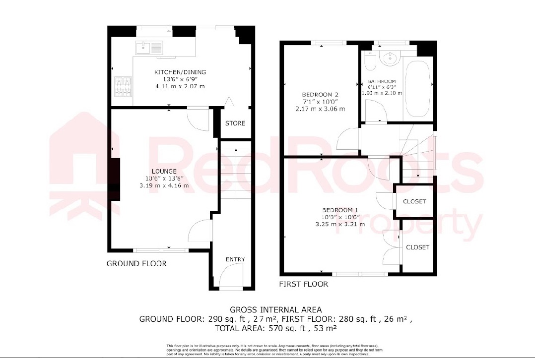 2 bed semi-detached house for sale in Oak Court, Sprotbrough, Doncaster, DN5 - Property floorplan