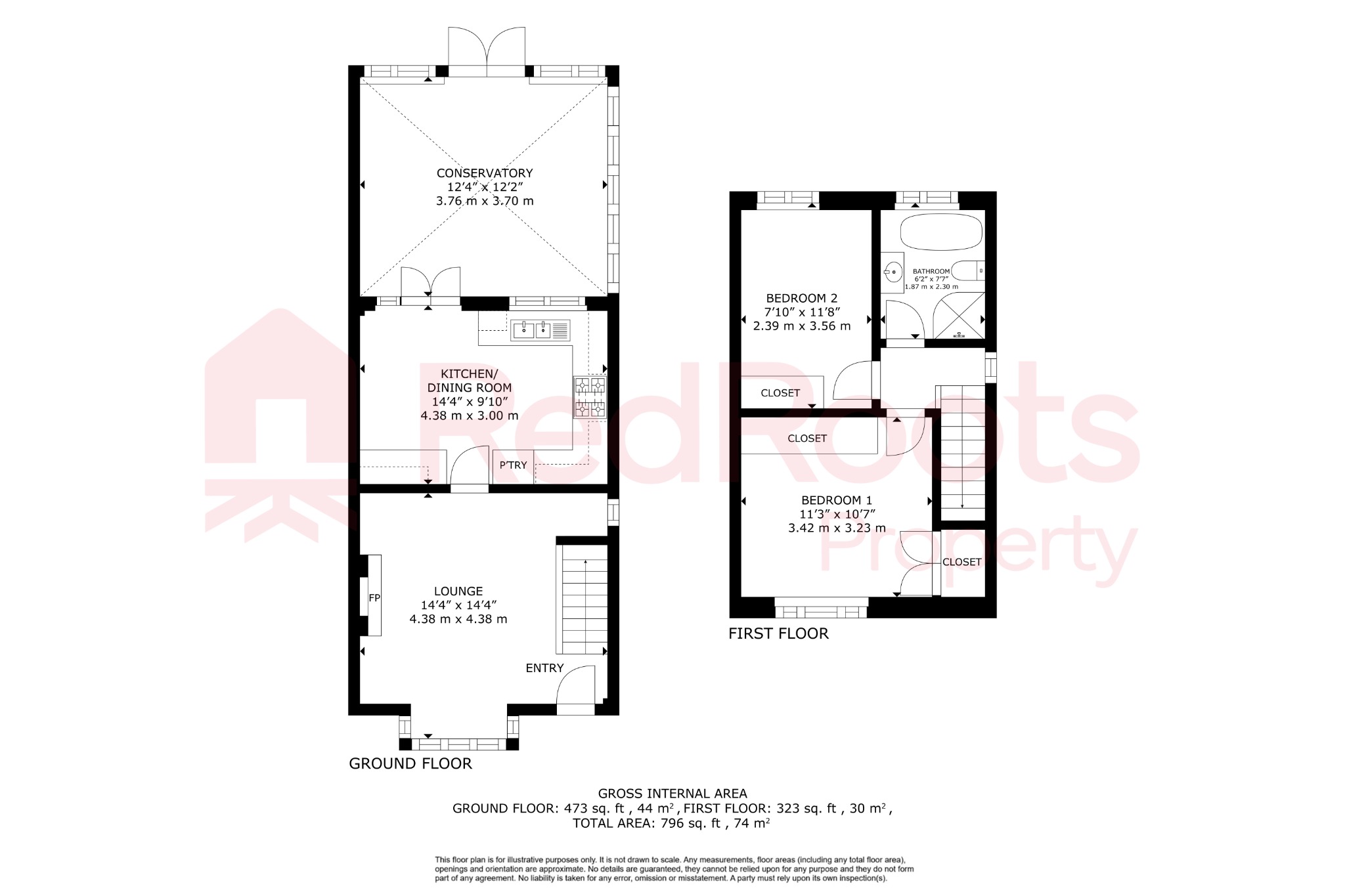 2 bed semi-detached house for sale in Main Street, Sprotbrough, Doncaster, DN5 - Property floorplan