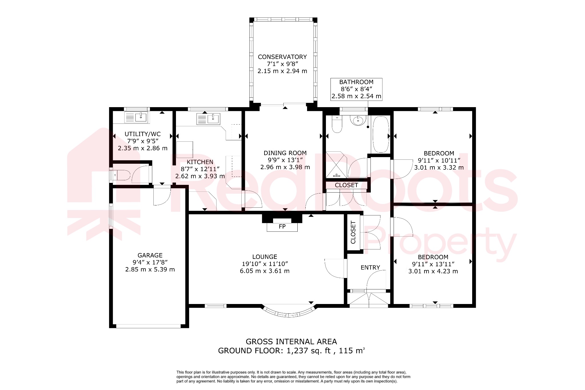 2 bed detached bungalow for sale in Roe Croft Close, Sprotbrough, Doncaster, DN5 - Property floorplan