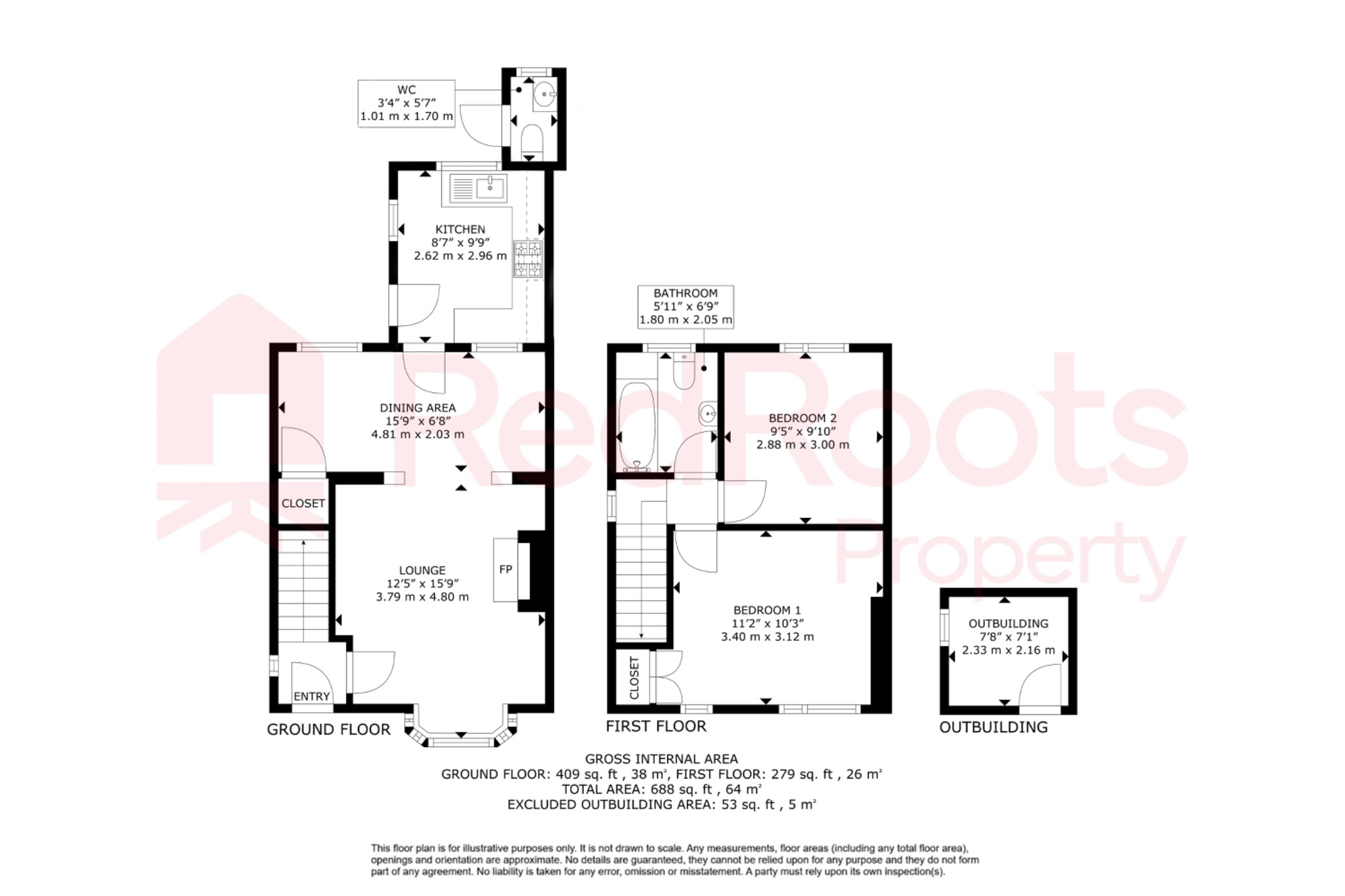 2 bed semi-detached house for sale in Sprotbrough Road, Doncaster, South Yorkshire, DN5 - Property floorplan
