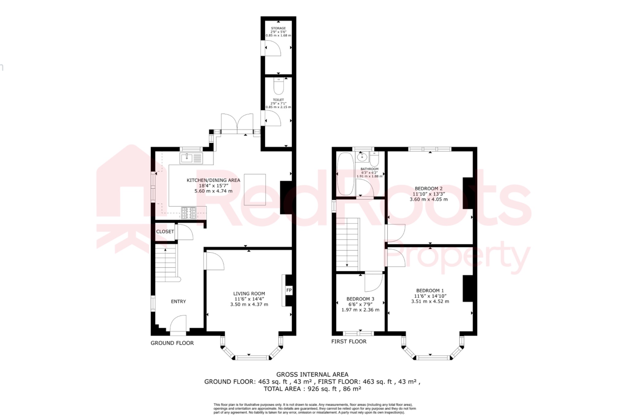 3 bed semi-detached house for sale in Sprotbrough Road, Doncaster, DN5 - Property floorplan