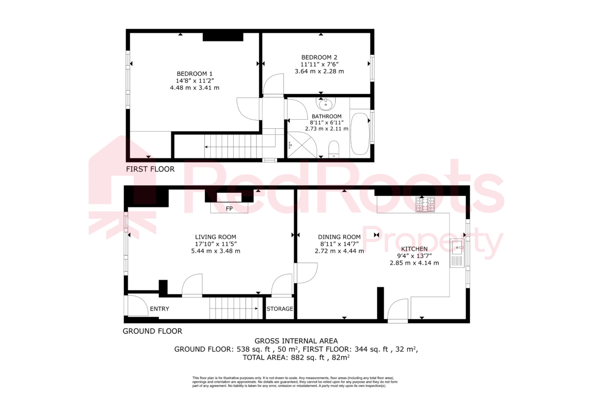 2 bed semi-detached house for sale in Marlborough Avenue, Sprotbrough, Doncaster, DN5 - Property floorplan