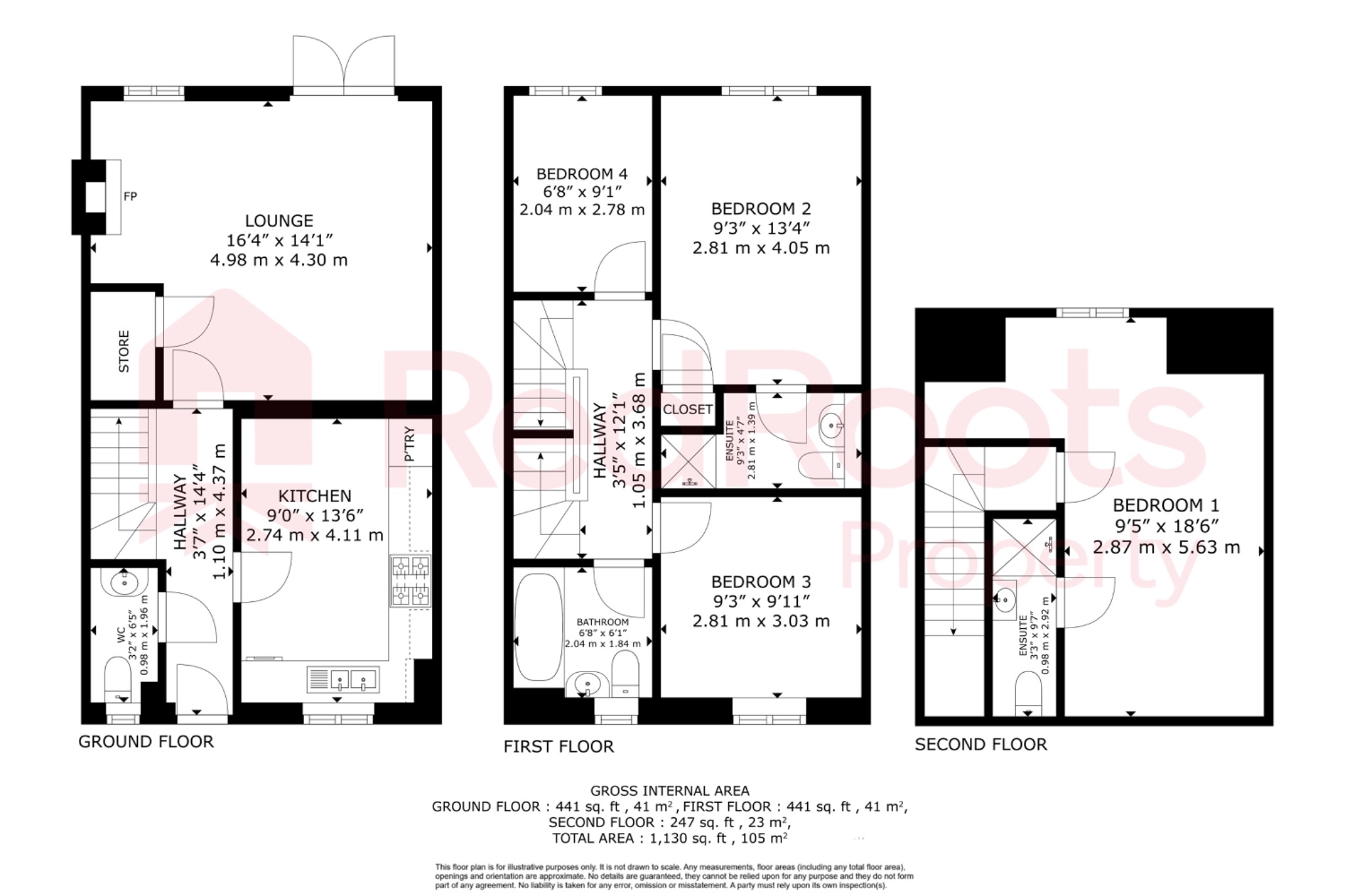 4 bed town house for sale in Springer Drive, Woodlands, Doncaster, South Yorkshire, DN6 - Property floorplan