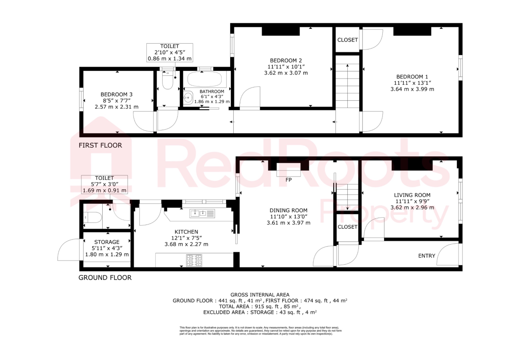 3 bed terraced house for sale in New Street, Bentley, Doncaster, South Yorkshire, DN5 - Property floorplan
