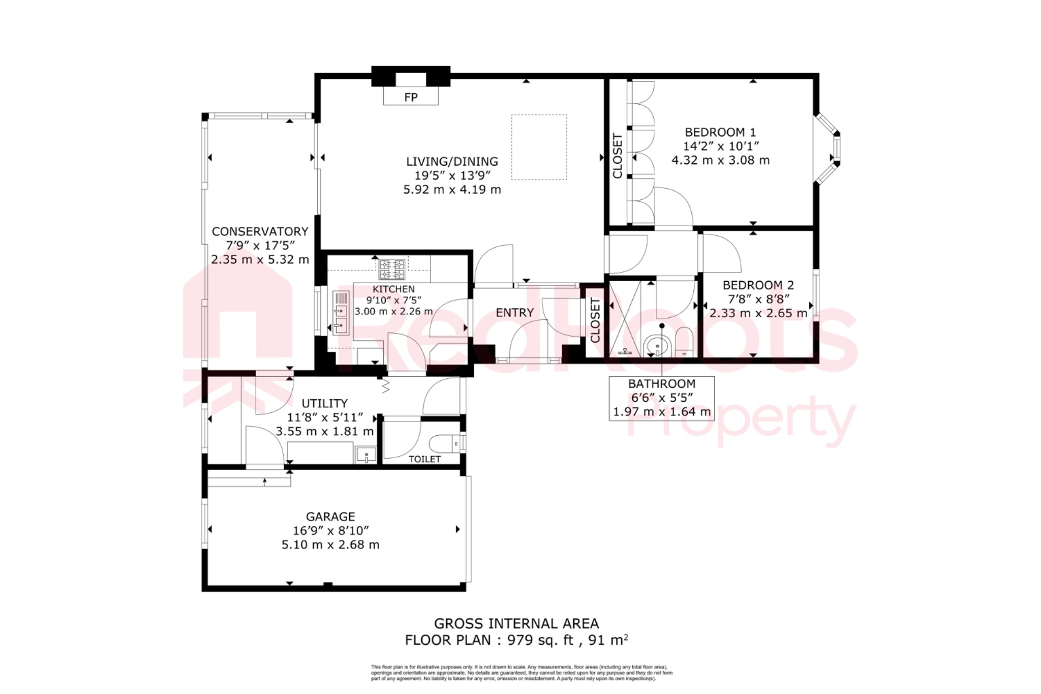 2 bed bungalow for sale in Dean Close, Sprotbrough, Doncaster, DN5 - Property floorplan