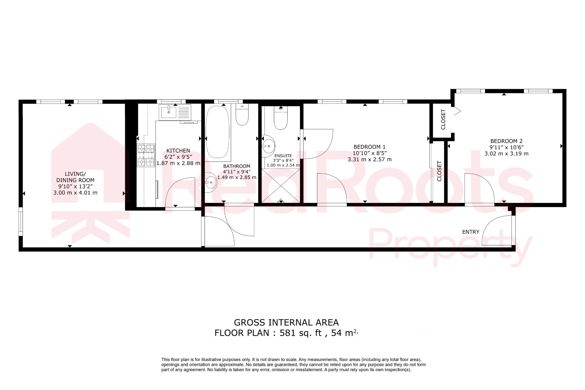 2 bed flat for sale in Chatsworth Court, Bawtry Road, Doncaster, South Yorkshire, DN4 7AT - Property floorplan
