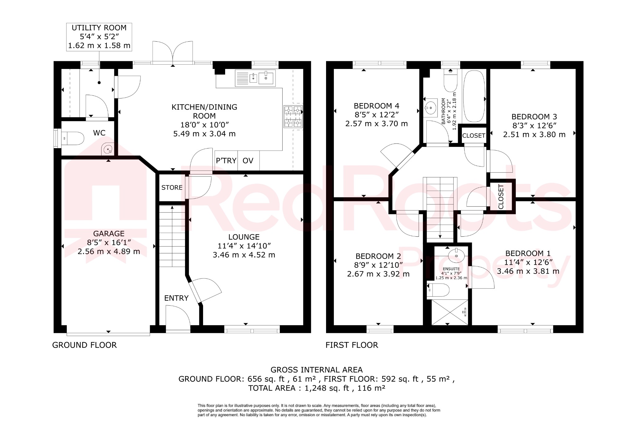 4 bed detached house for sale in Davy Road, New Rossington, Doncaster, South Yorkshire, DN11 0ZB - Property floorplan
