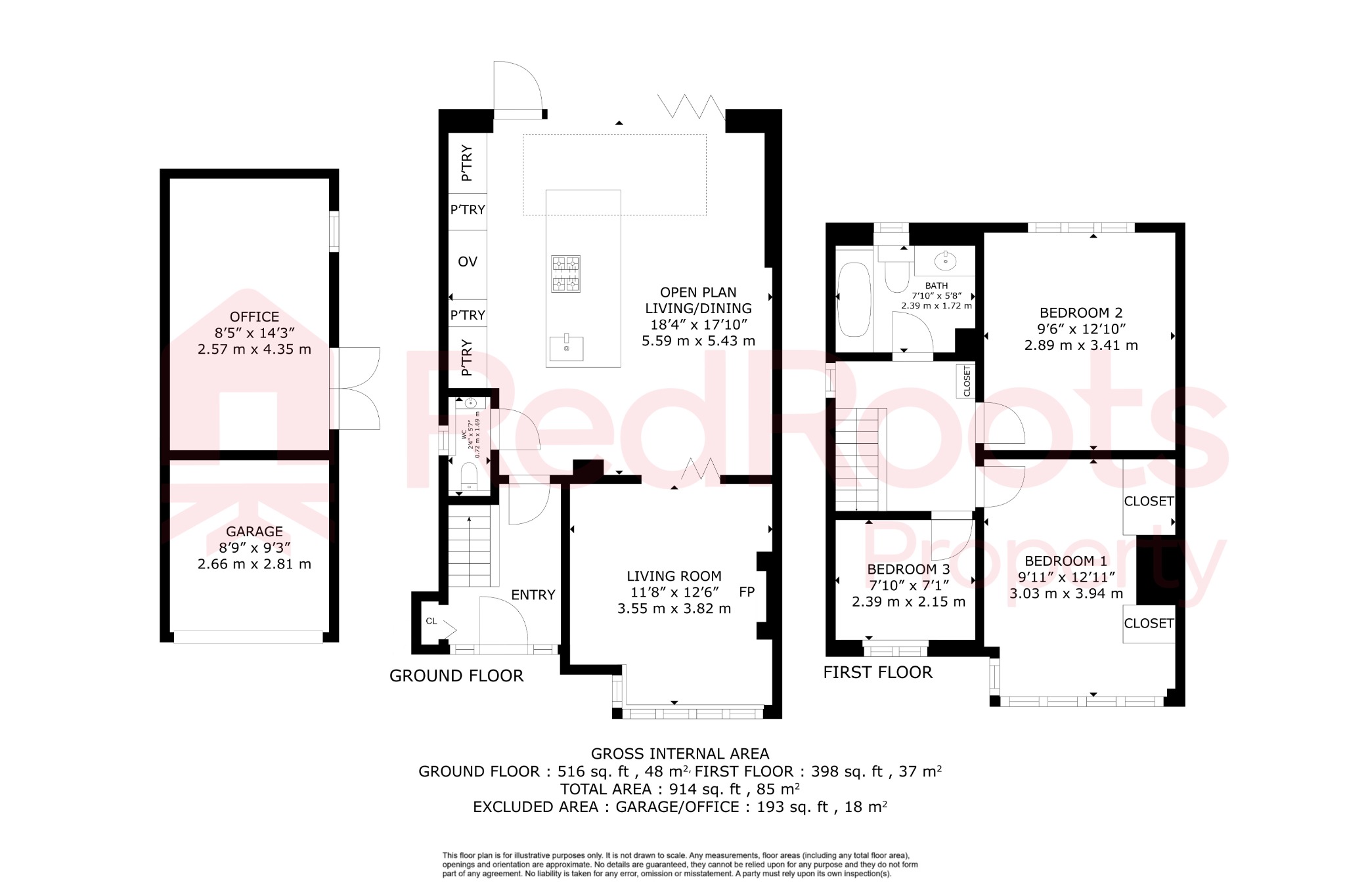 3 bed semi-detached house for sale in Hampole Balk Lane, Skellow, Doncaster, South Yorkshire, DN6 8LQ - Property floorplan