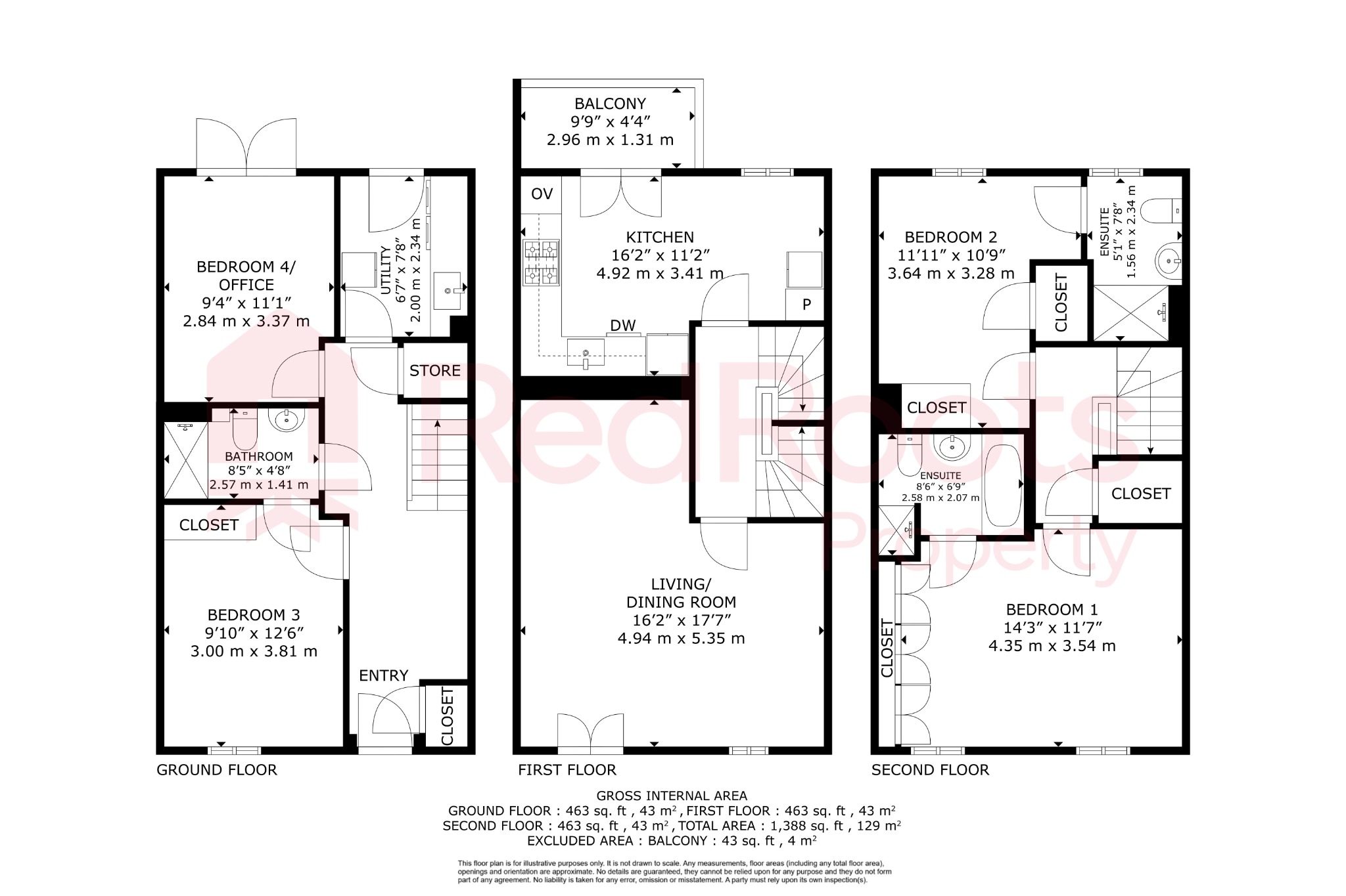 4 bed town house for sale in Windermere Drive, Doncaster, South Yorkshire, DN4 5PZ - Property floorplan