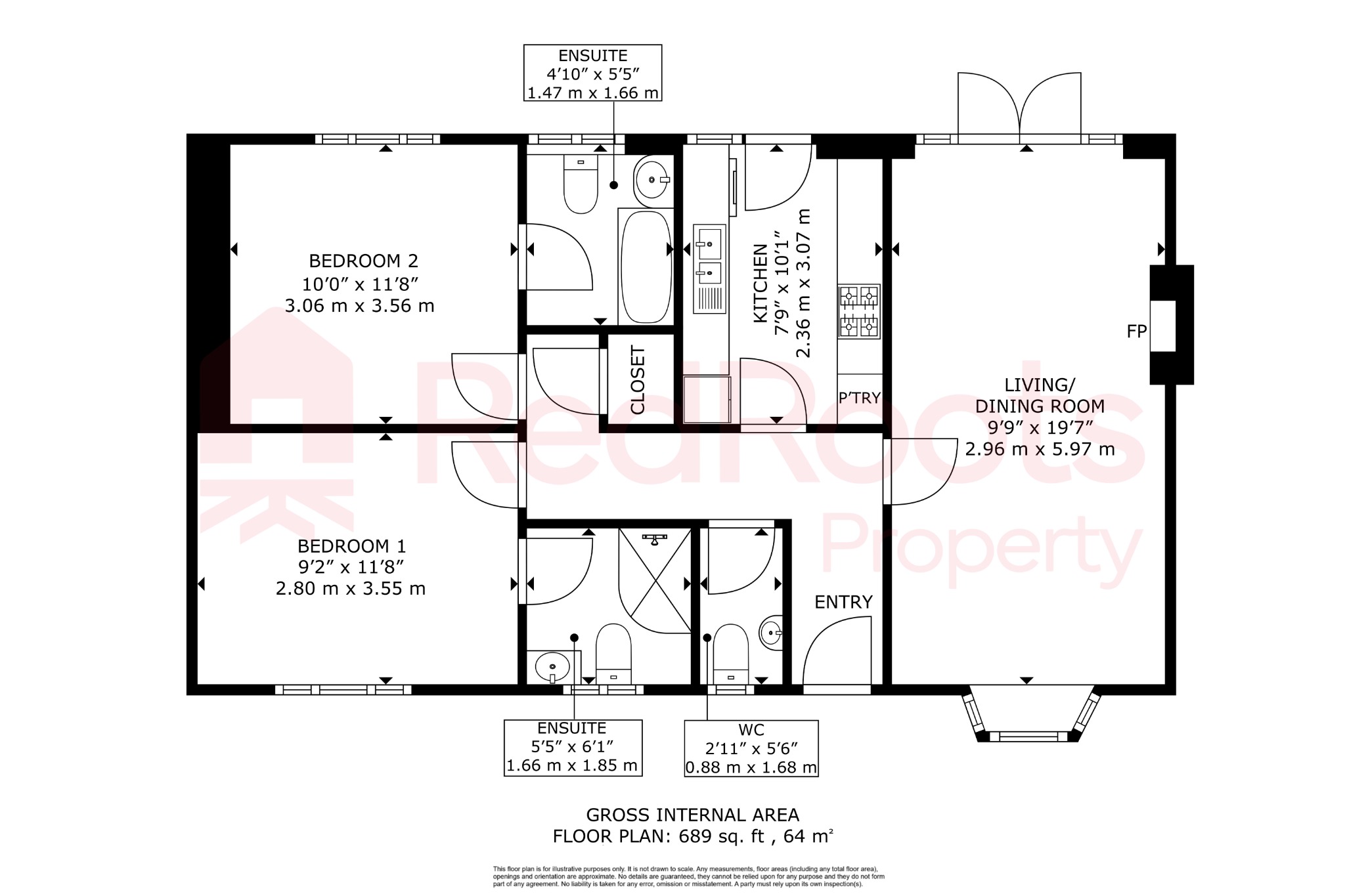 2 bed semi-detached bungalow for sale in Hunters Croft, Haxey, Doncaster, Lincolnshire, DN9 2NX - Property floorplan