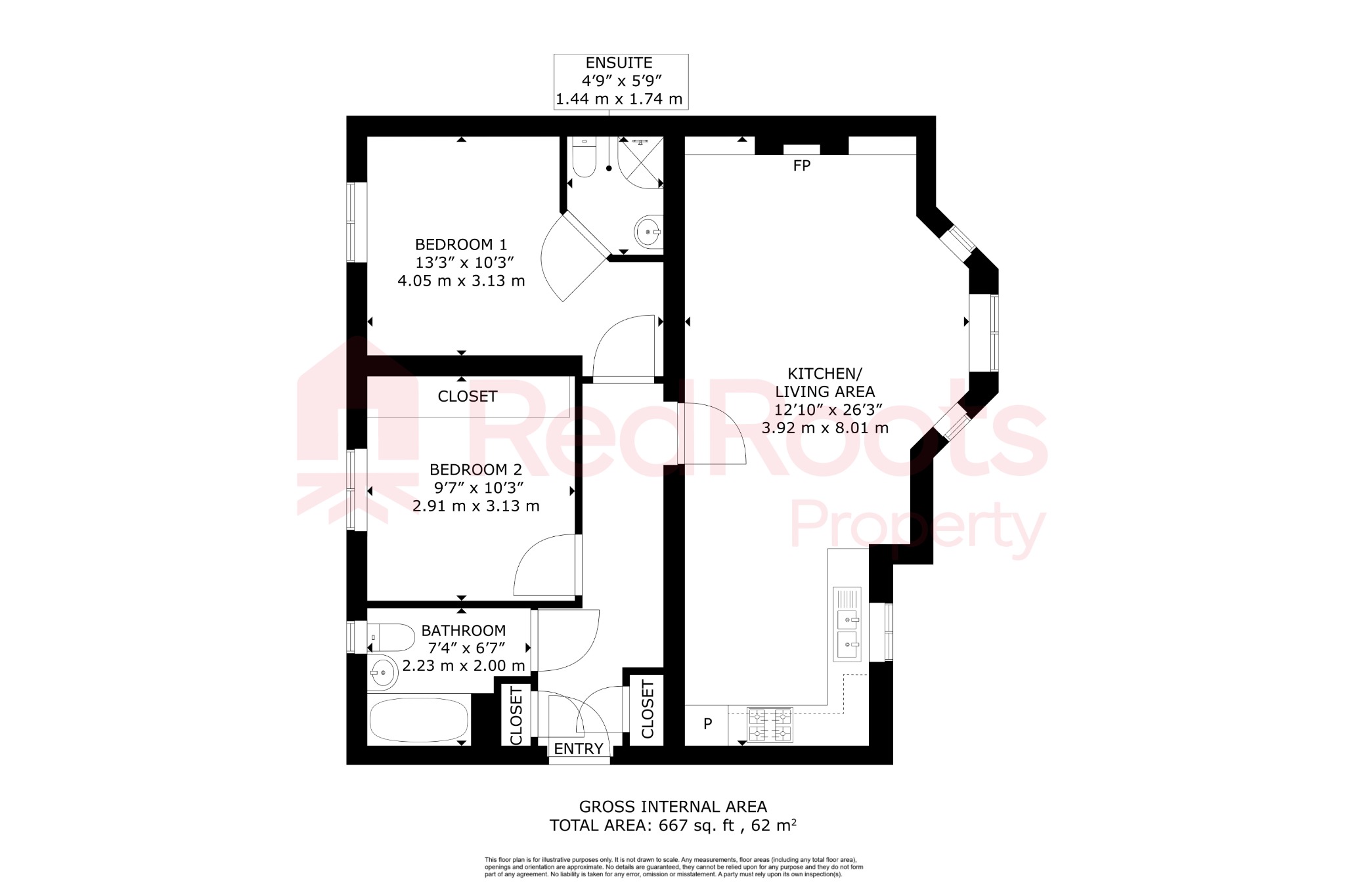 2 bed flat for sale in Primrose Place, Doncaster, South Yorkshire, DN4 7DQ - Property floorplan