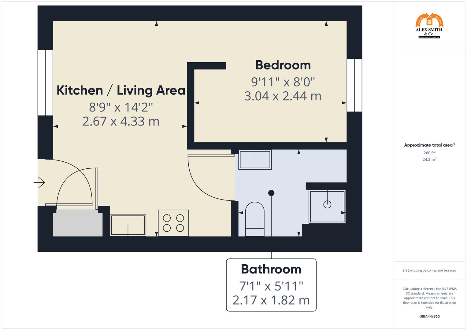 1 bed studio flat for sale in Church Street, Birmingham - Property Floorplan
