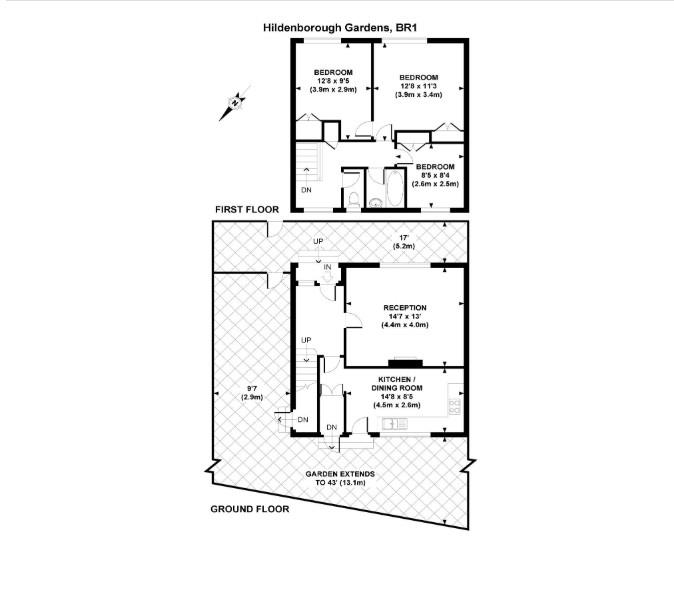 3 bed end of terrace house to rent in Hildenborough Gardens, Bromley - Property floorplan
