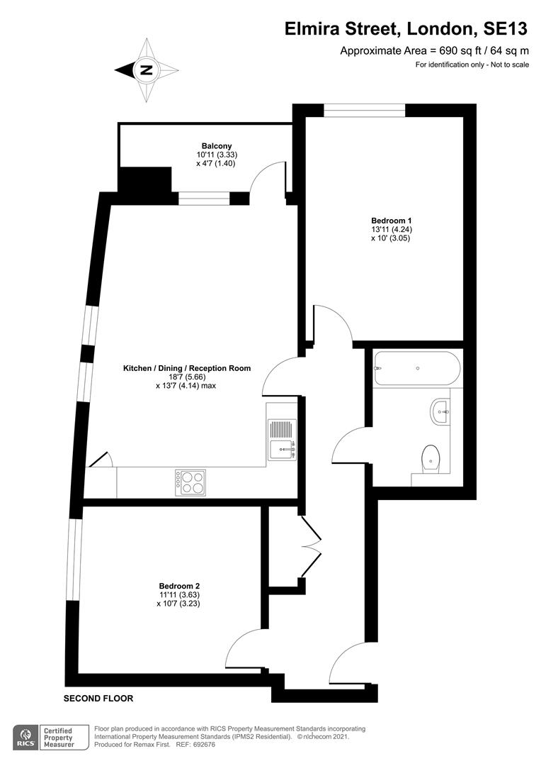 2 bed flat to rent in Elmira Street, London - Property floorplan