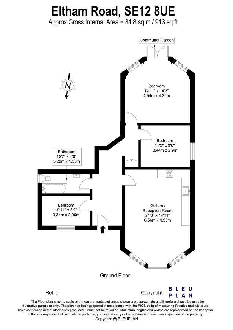 3 bed flat to rent in Eltham Road, London - Property floorplan