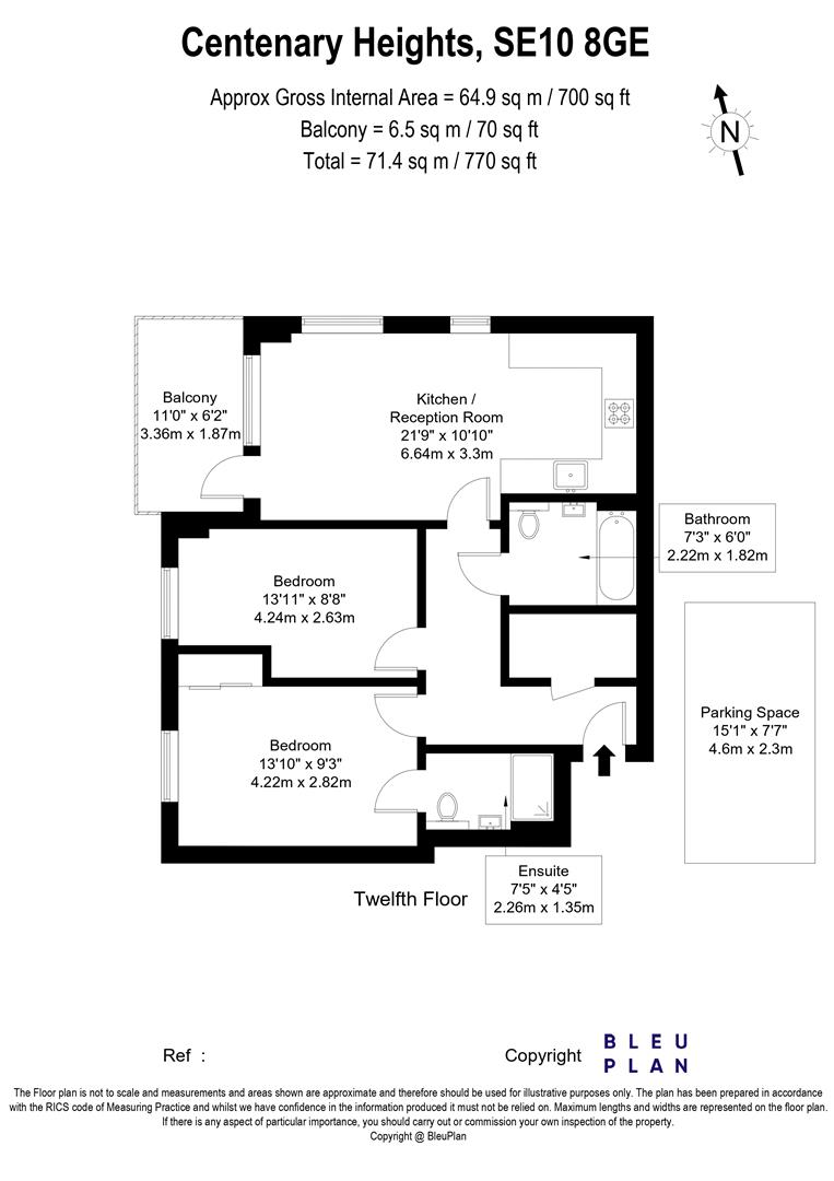2 bed flat for sale in Larkwood Avenue, London - Property floorplan