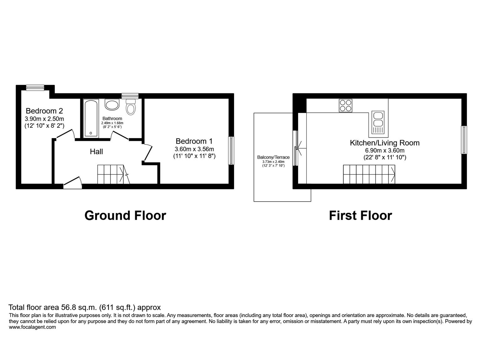 2 bed flat to rent in Limes Grove, London - Property floorplan