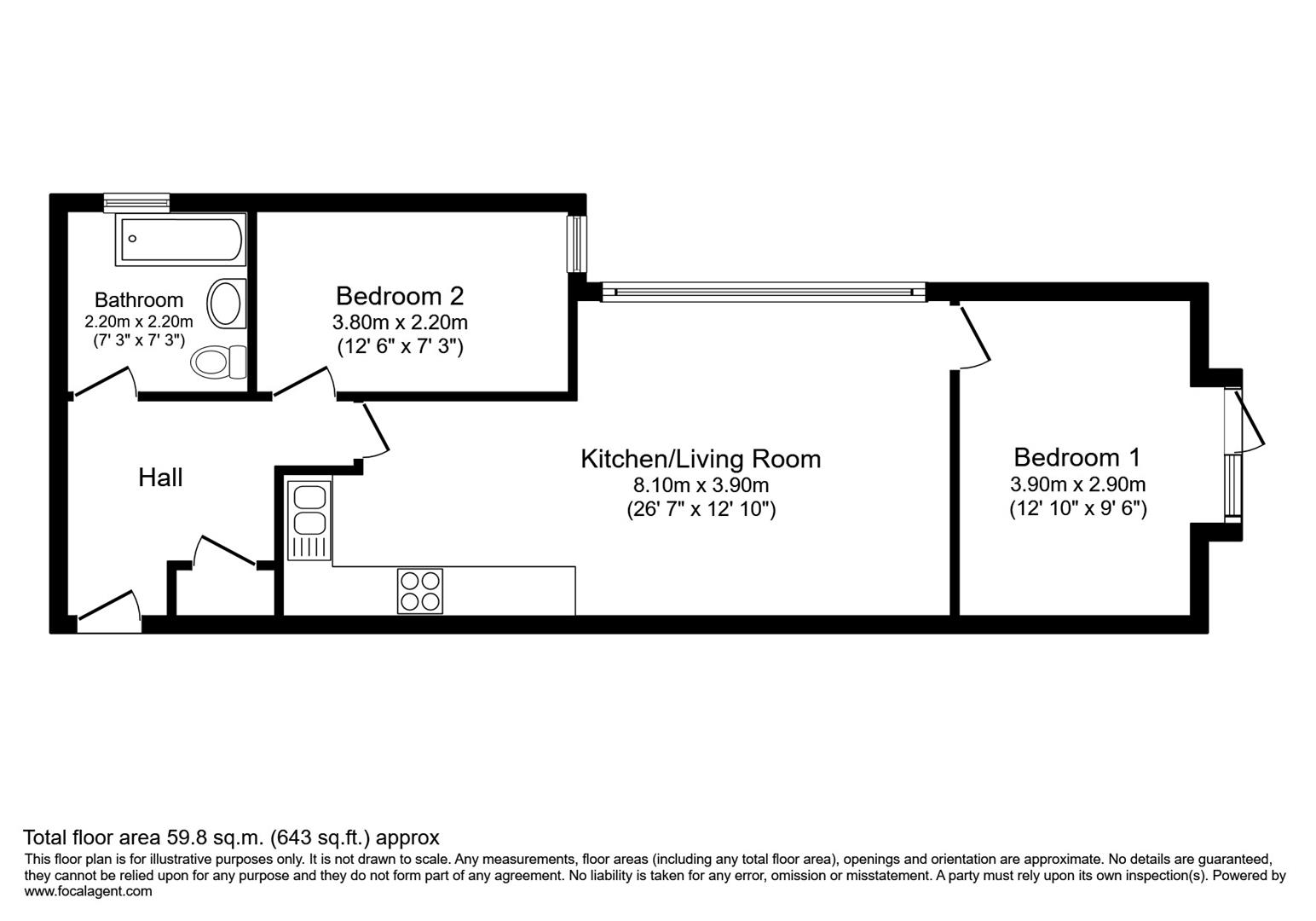 2 bed flat to rent in Limes Grove, London - Property floorplan