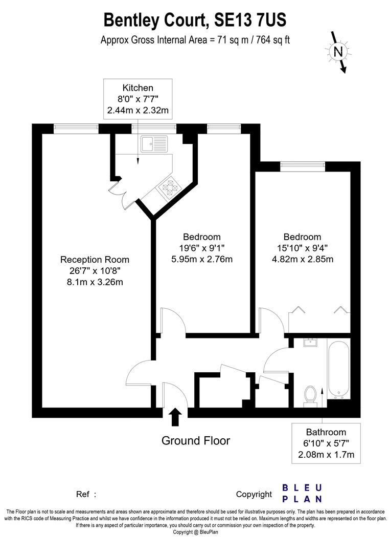2 bed flat for sale in Whitburn Road, London - Property floorplan