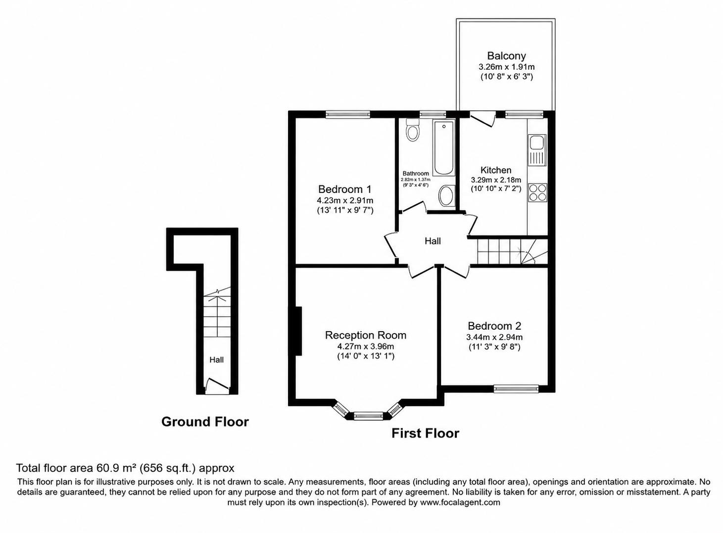 2 bed flat to rent in Hafton Road, London - Property floorplan