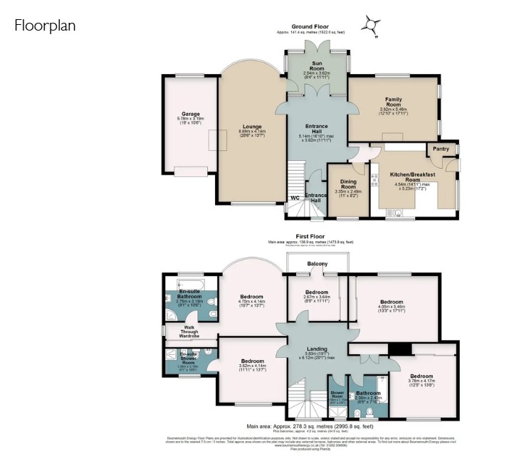 5 bed detached house for sale in Mornish Road, Poole, Dorset, BH13 - Property floorplan