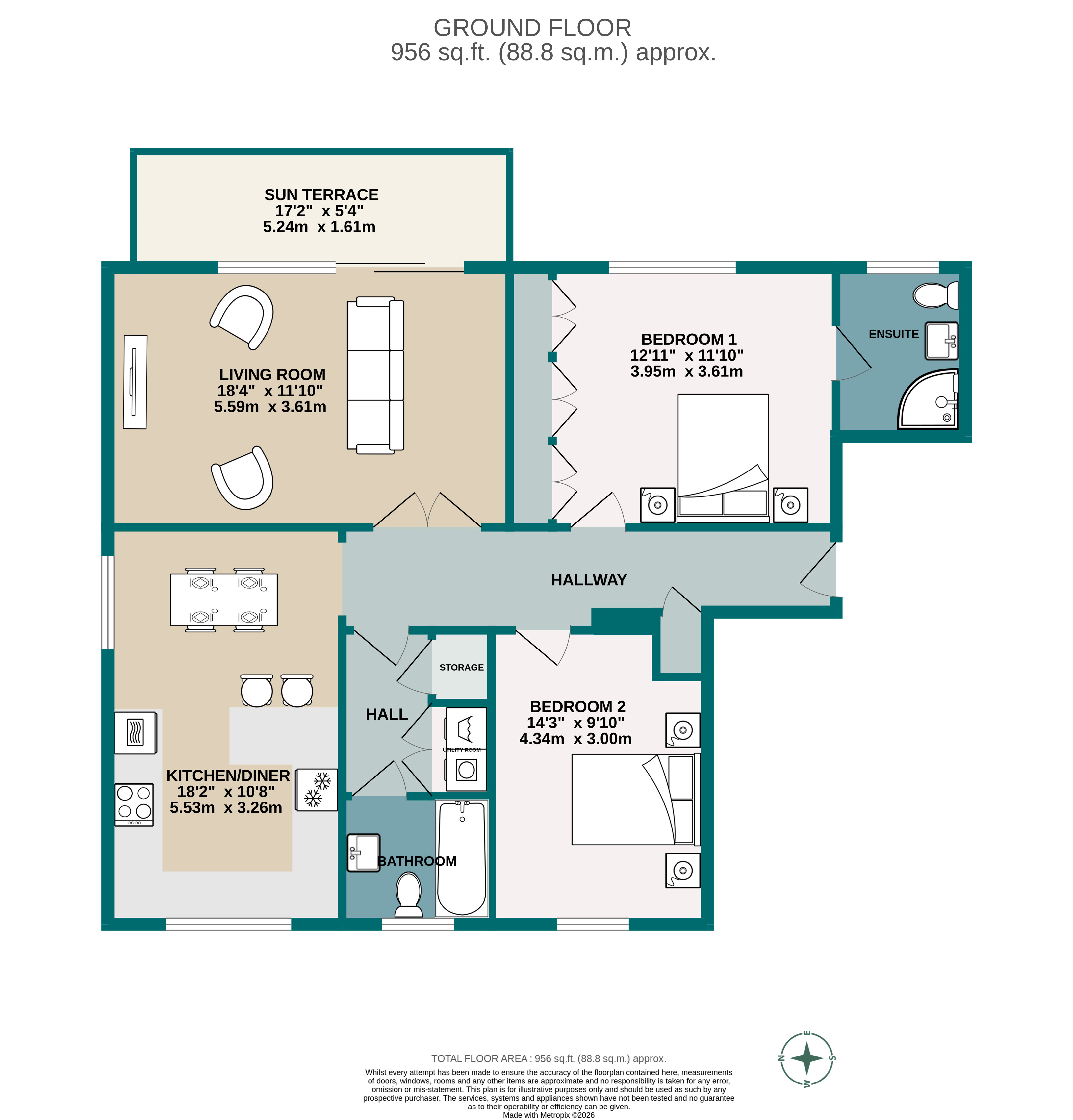 2 bed ground floor flat for sale in Western Road, Canford Cliffs, BH13 - Property floorplan