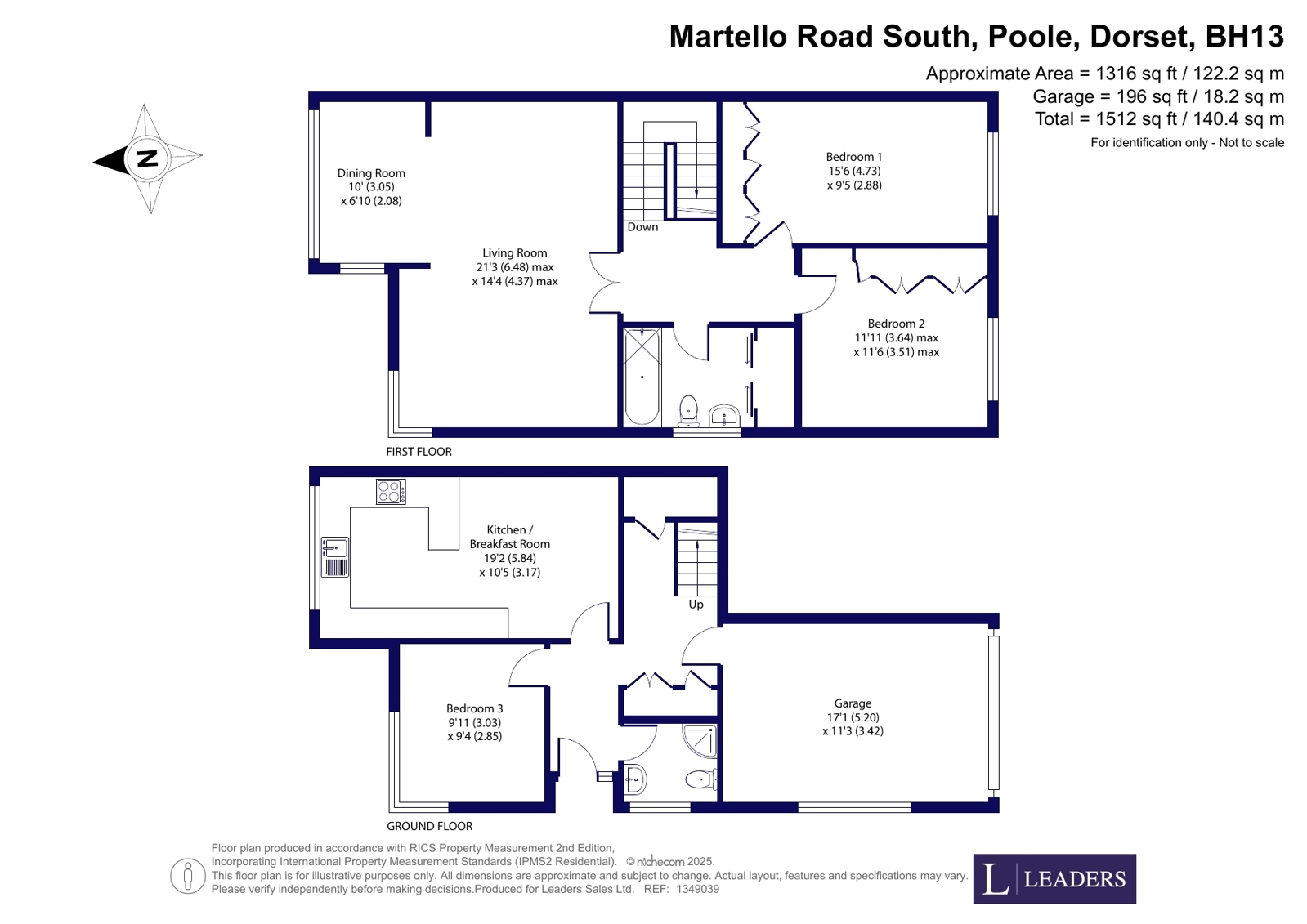 3 bed ground floor maisonette for sale in Martello Road South, Poole, BH13 - Property floorplan