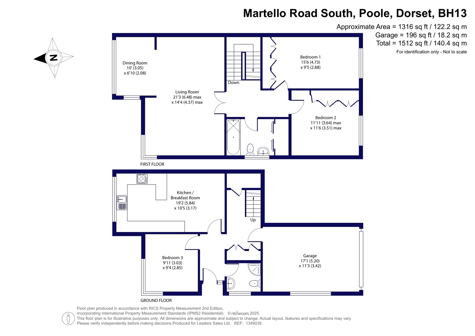 3 bed terraced house for sale in Martello Road South, Poole, BH13 - Property floorplan