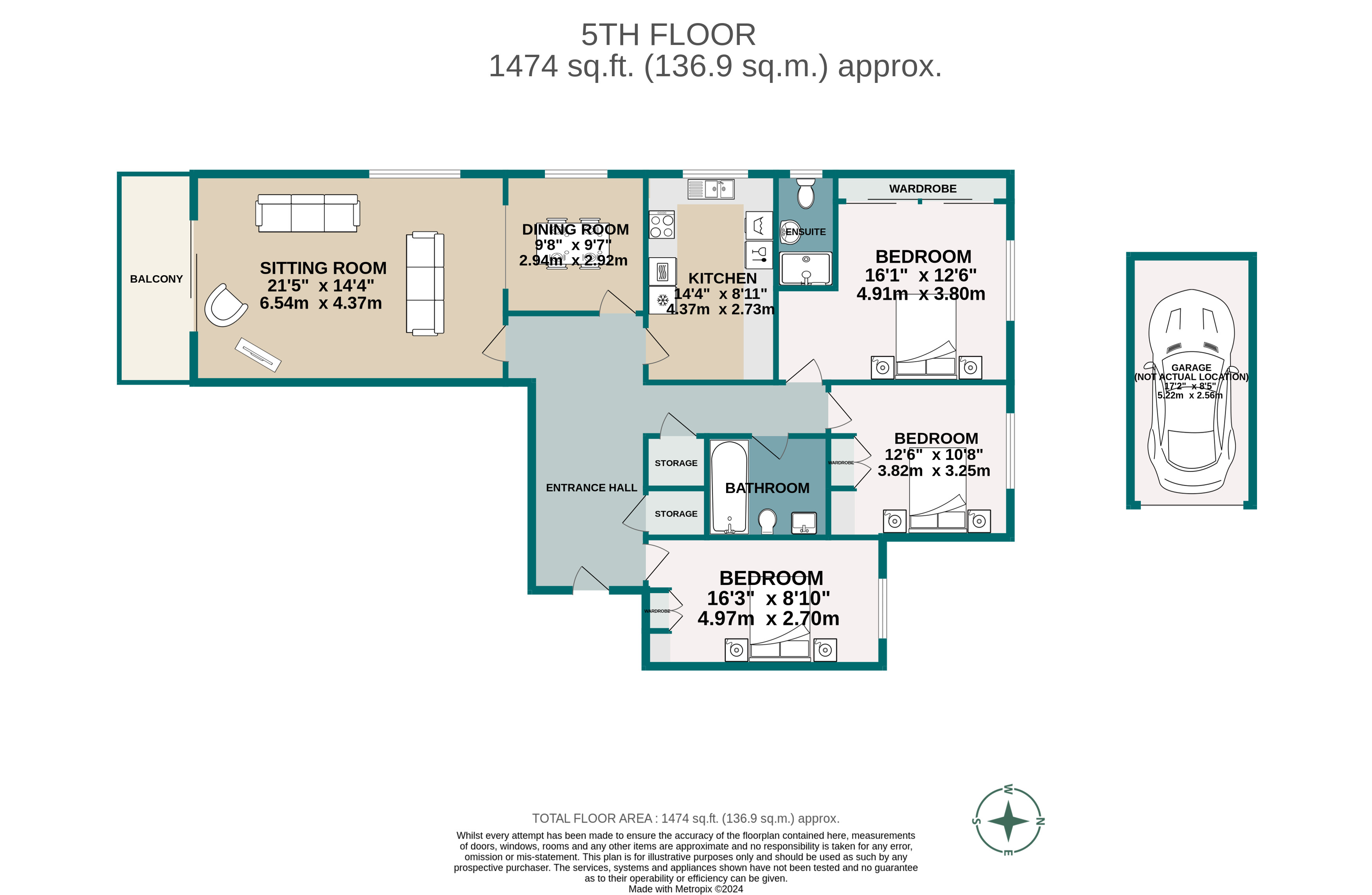 3 bed apartment for sale in The Avenue, Branksome Park, BH13 - Property floorplan