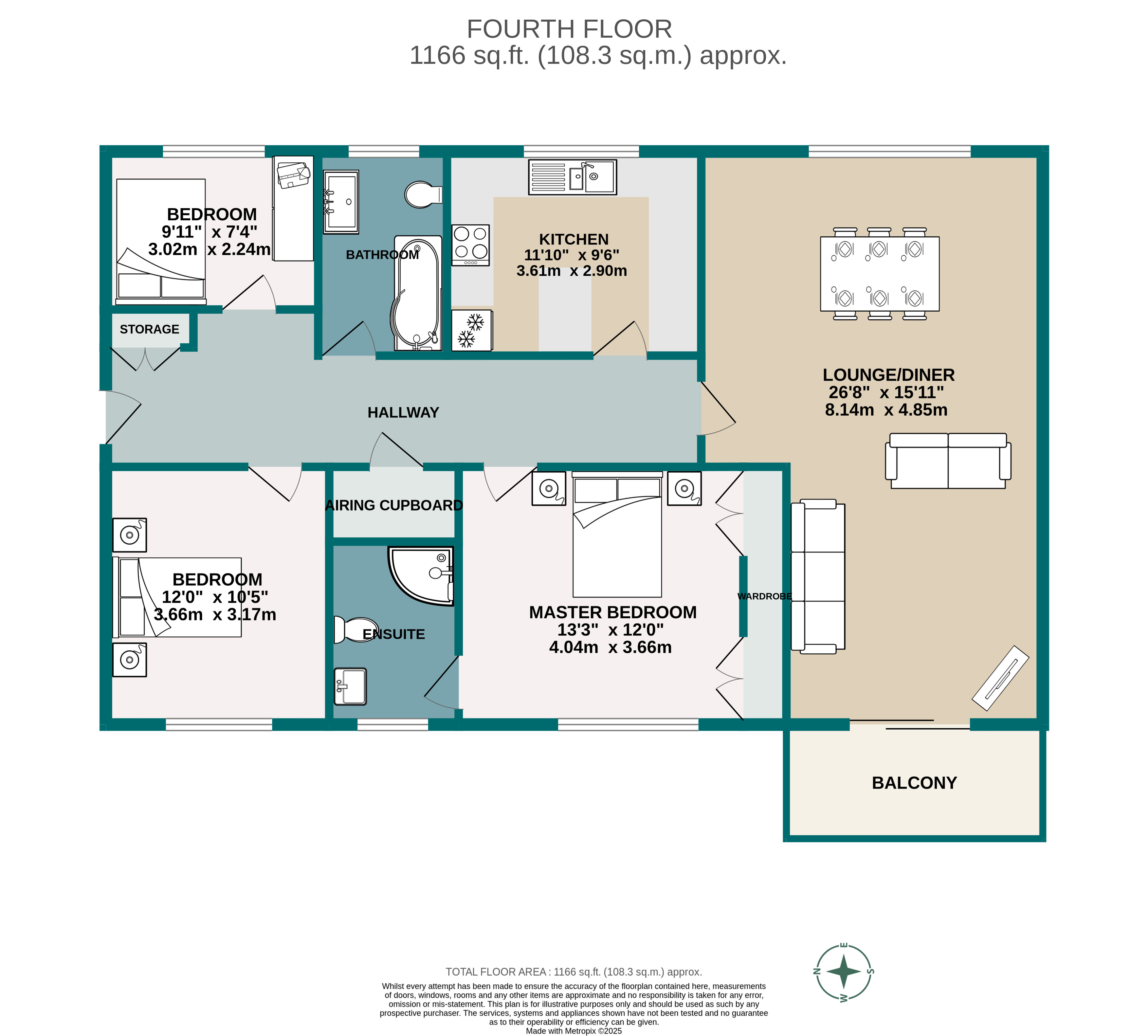3 bed apartment for sale in Western Road, Branksome Park, BH13 - Property floorplan