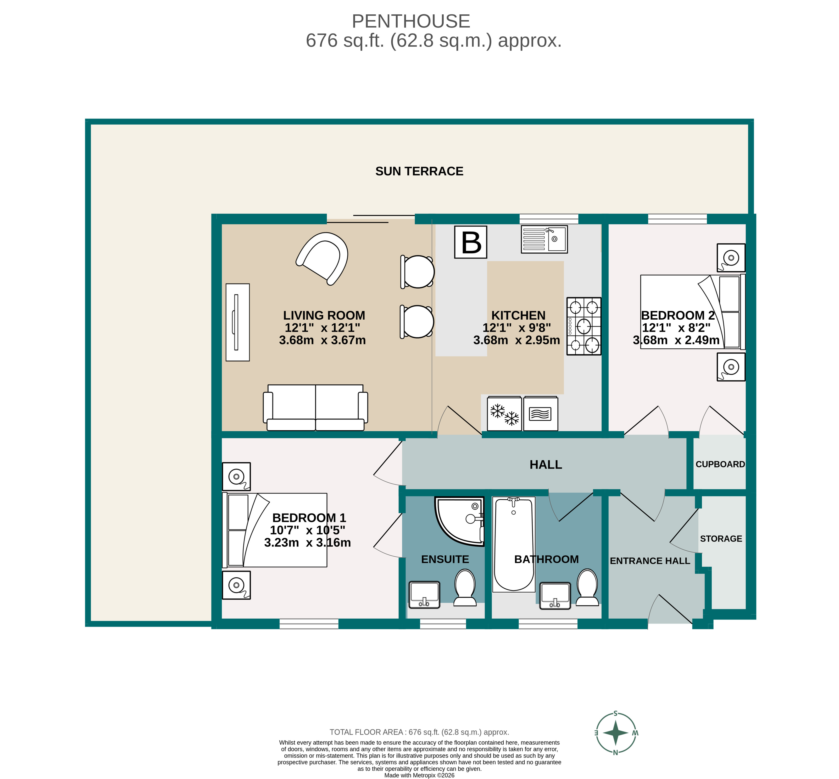 2 bed penthouse for sale in Western Road, Canford Cliffs, BH13 - Property floorplan