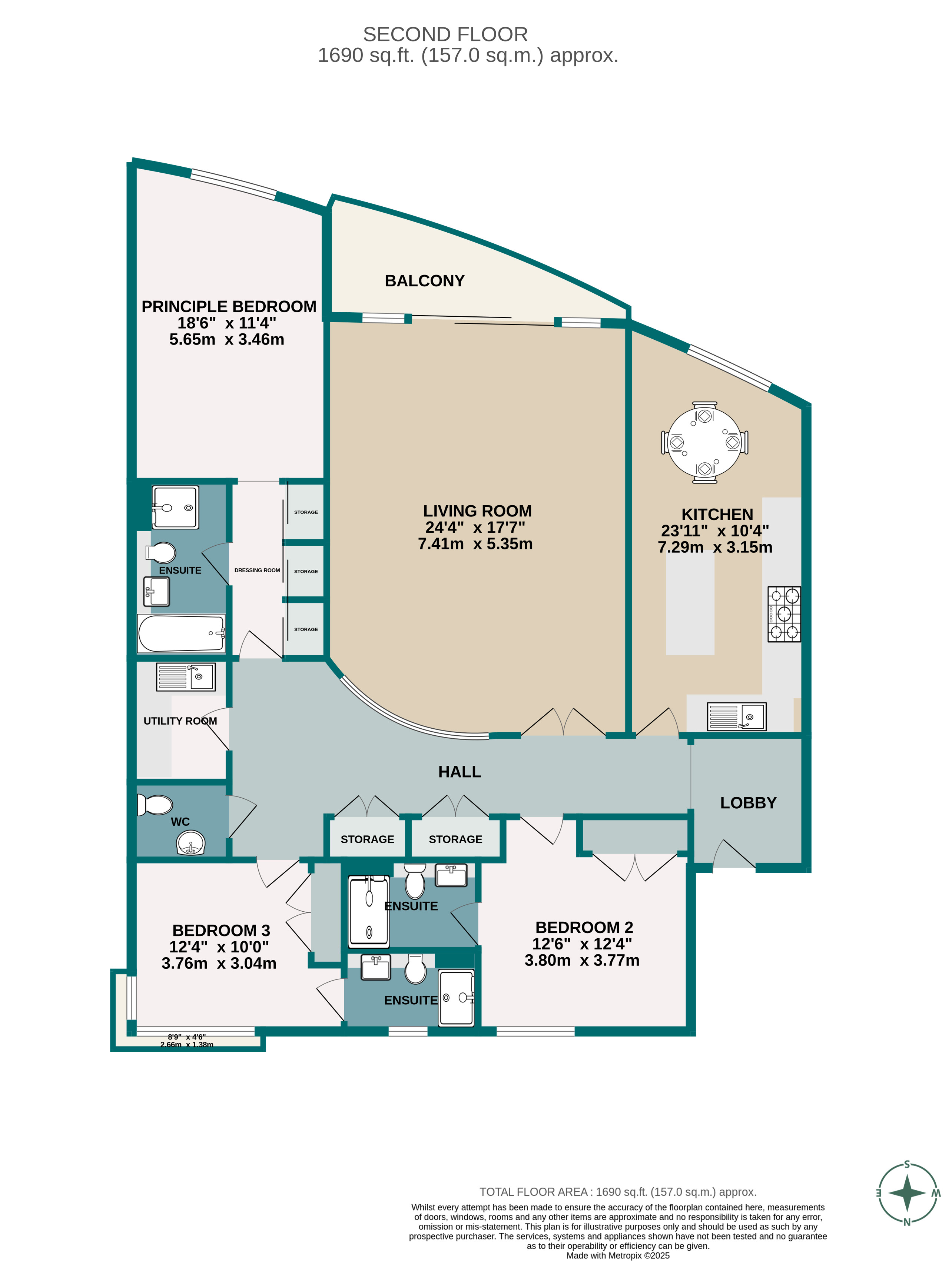 3 bed apartment for sale in Westminster Road, Branksome Chine, BH13 - Property floorplan