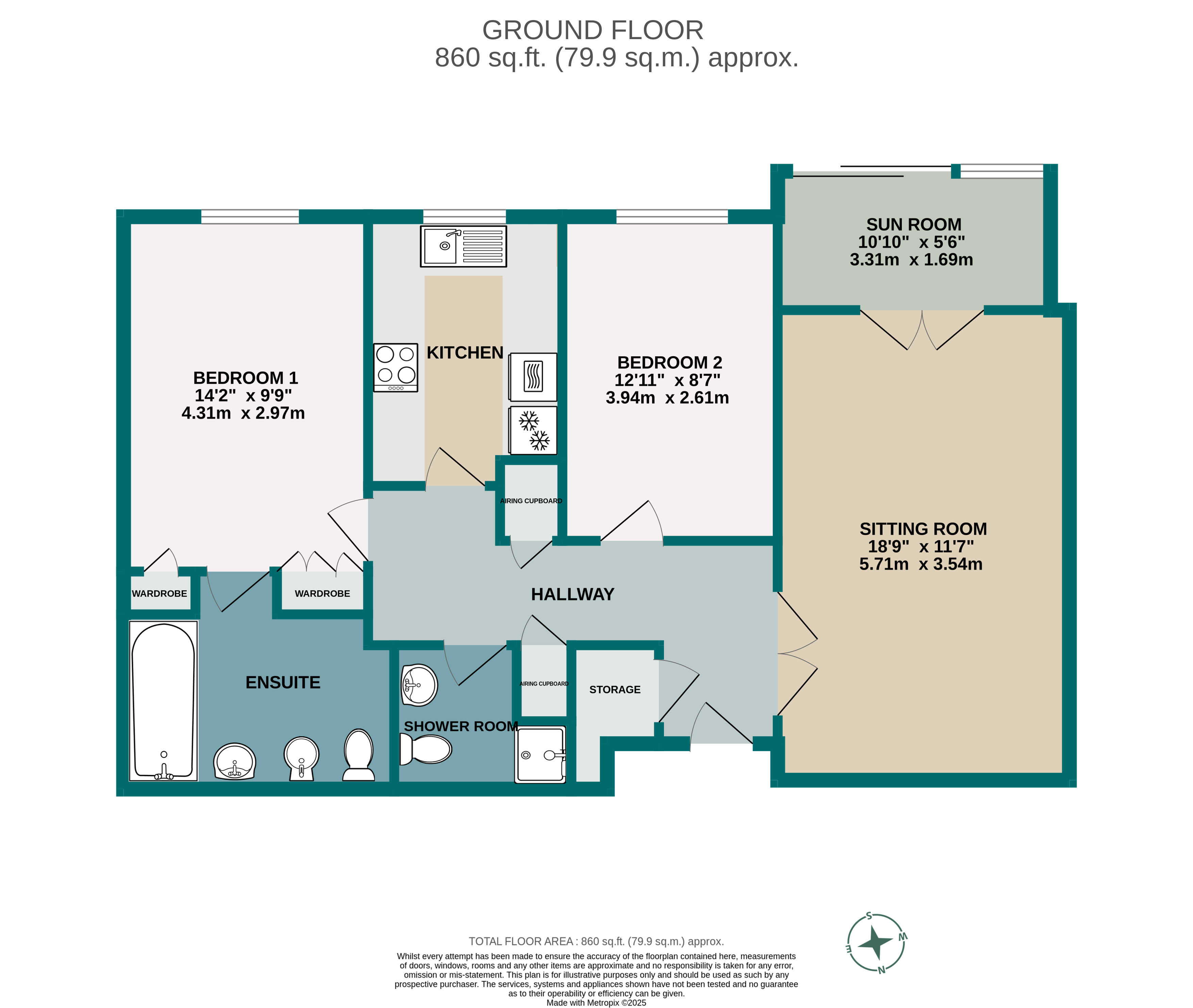 2 bed ground floor flat for sale in Canford Cliffs Road, Poole, BH13 - Property floorplan
