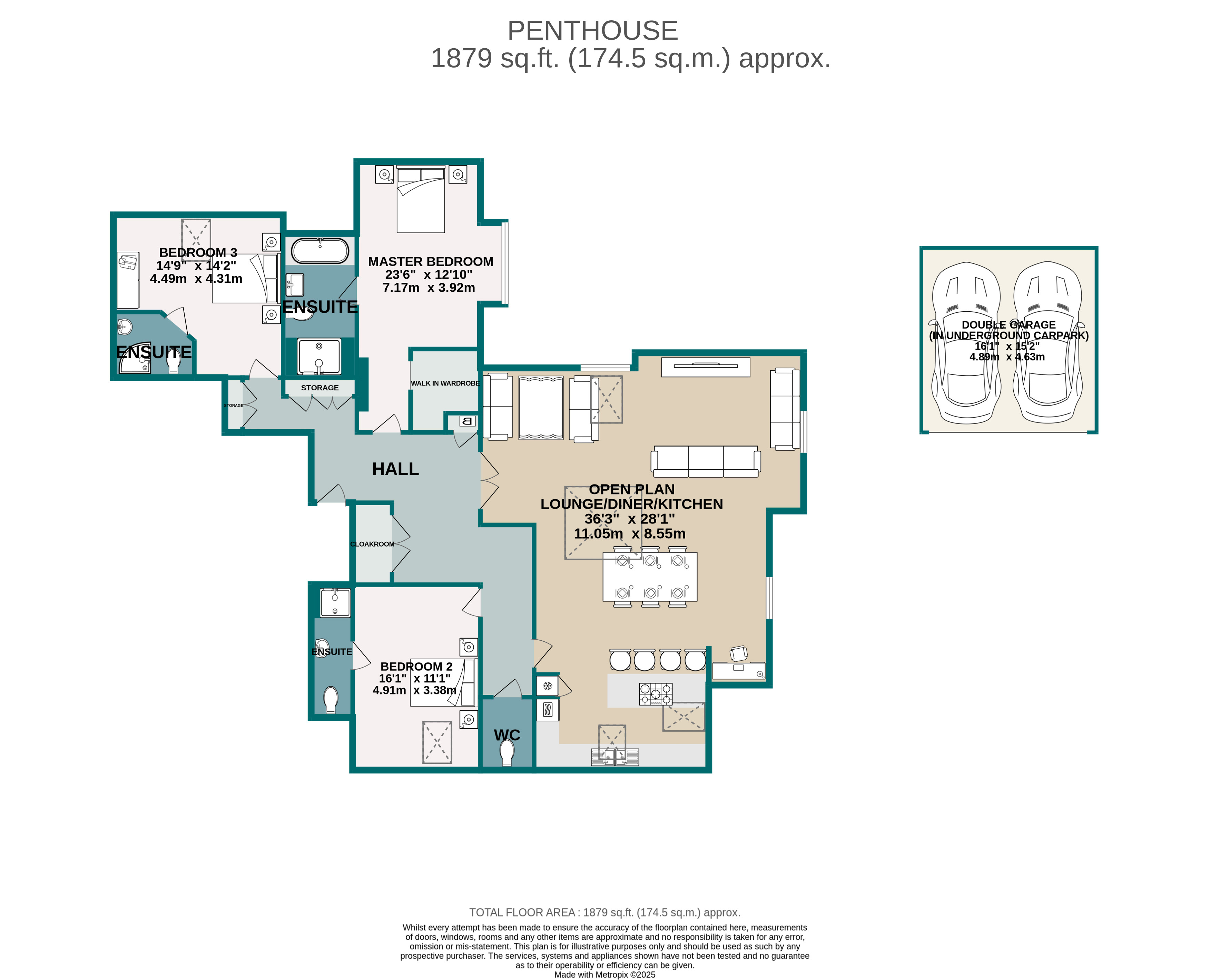 3 bed apartment for sale in Tower Road, Branksome Park, BH13 - Property floorplan