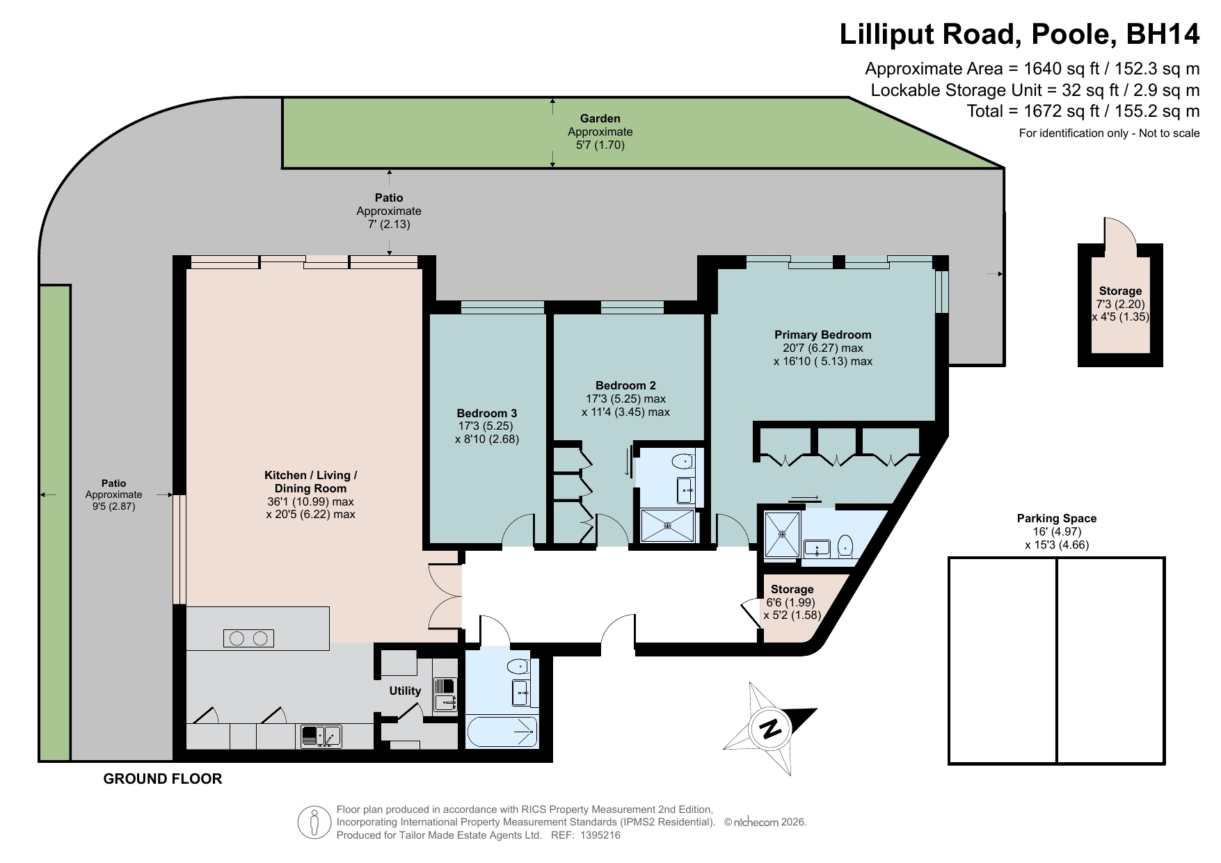 3 bed ground floor flat for sale in Lilliput Road, Poole, BH14 - Property floorplan