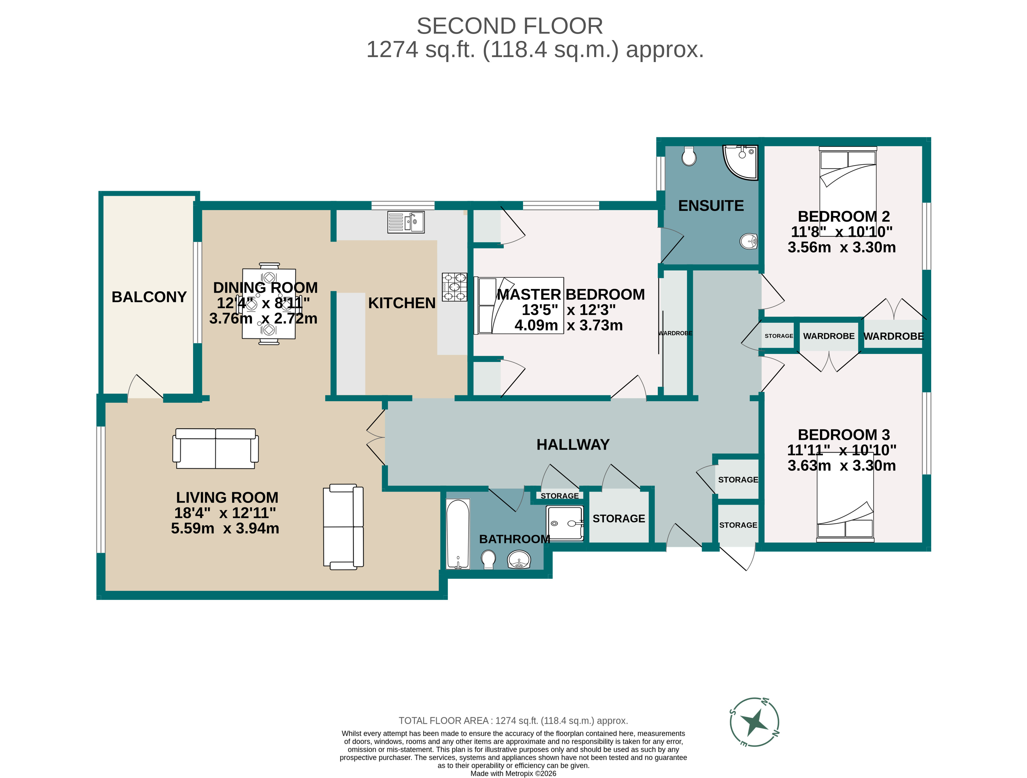 3 bed apartment for sale in Martello Road South, Poole, BH13 - Property floorplan