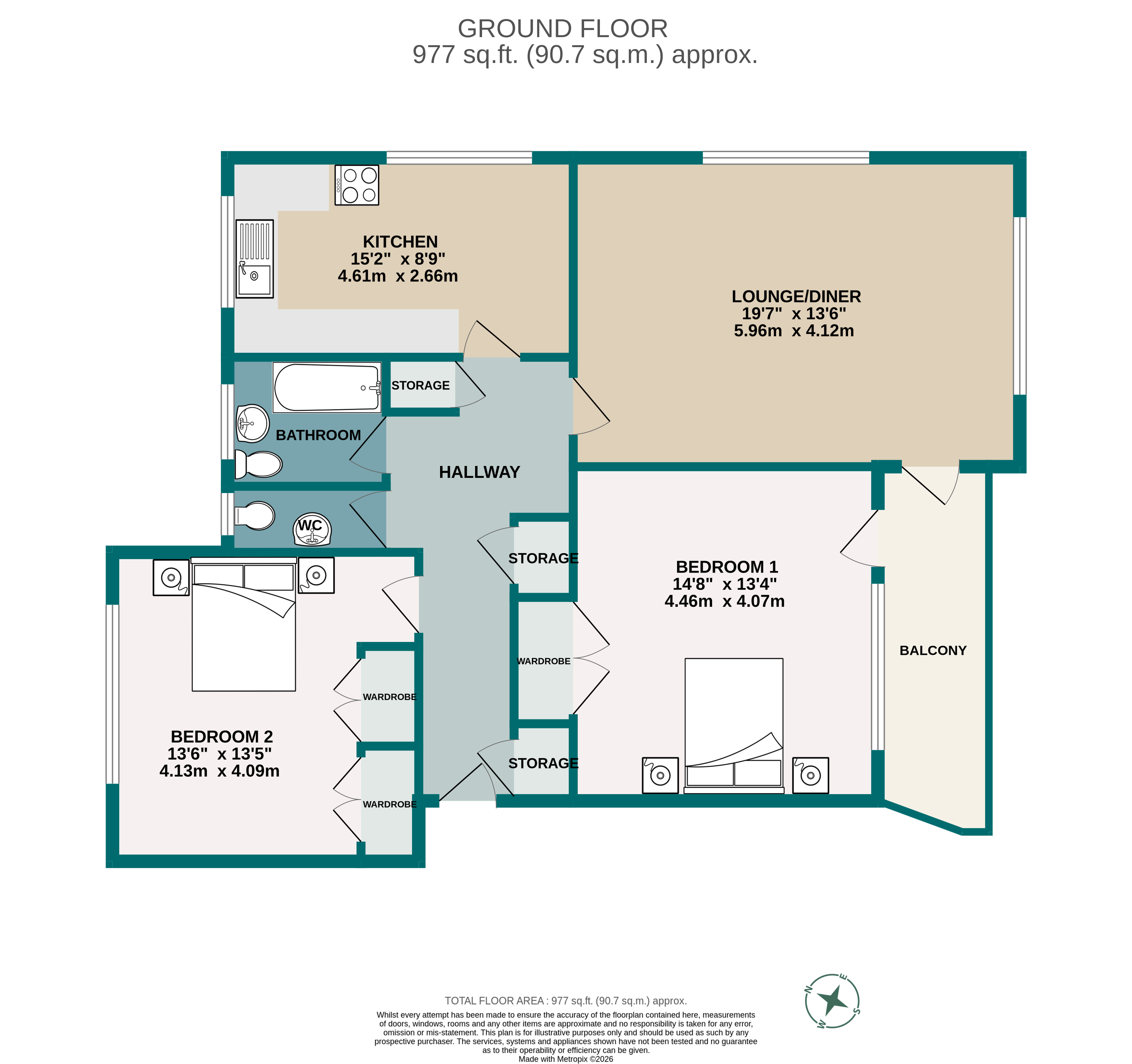2 bed ground floor flat for sale in Beach Road, Branksome Park, BH13 - Property floorplan