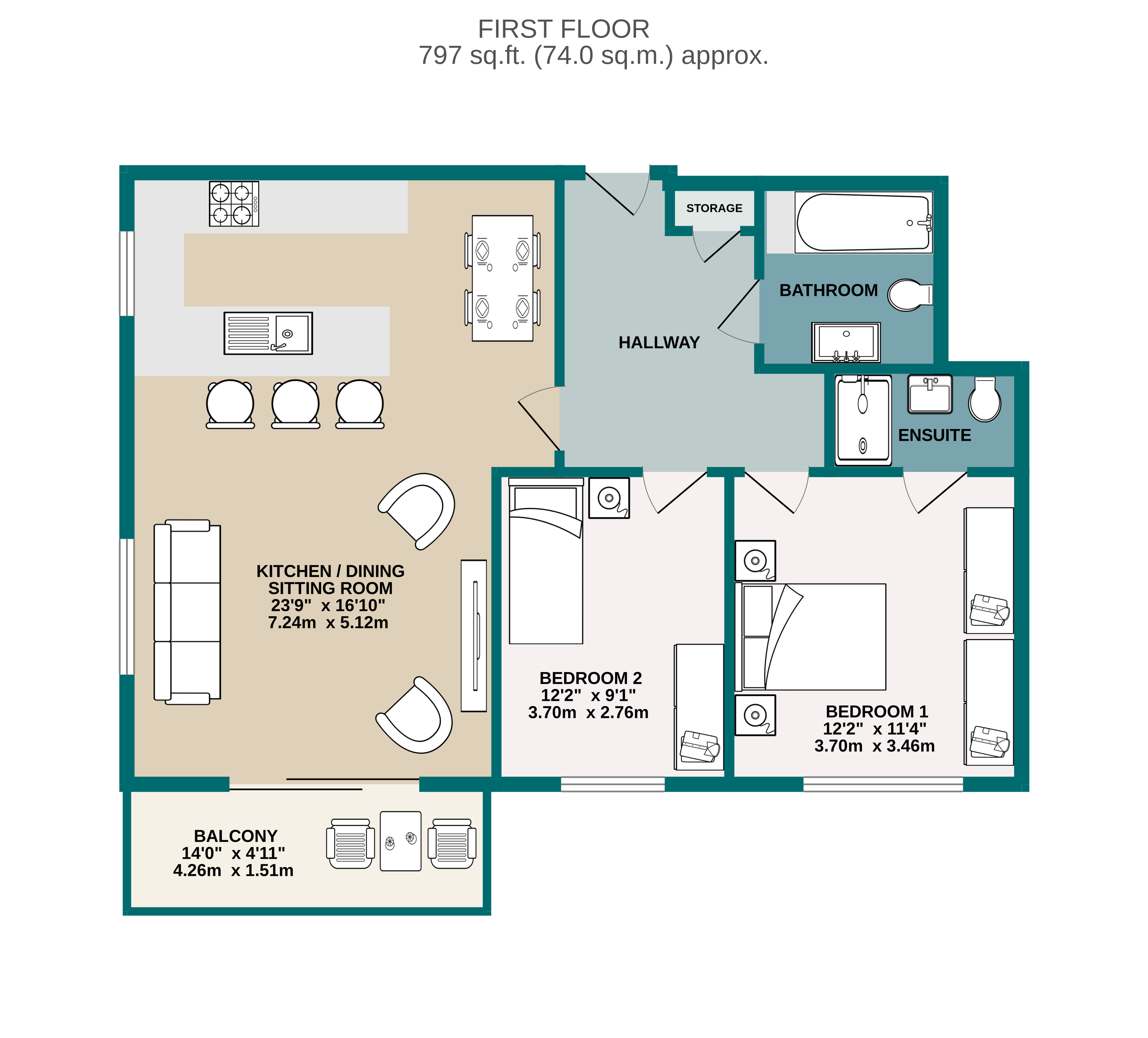 2 bed apartment for sale in The Avenue, Poole, BH13 - Property floorplan