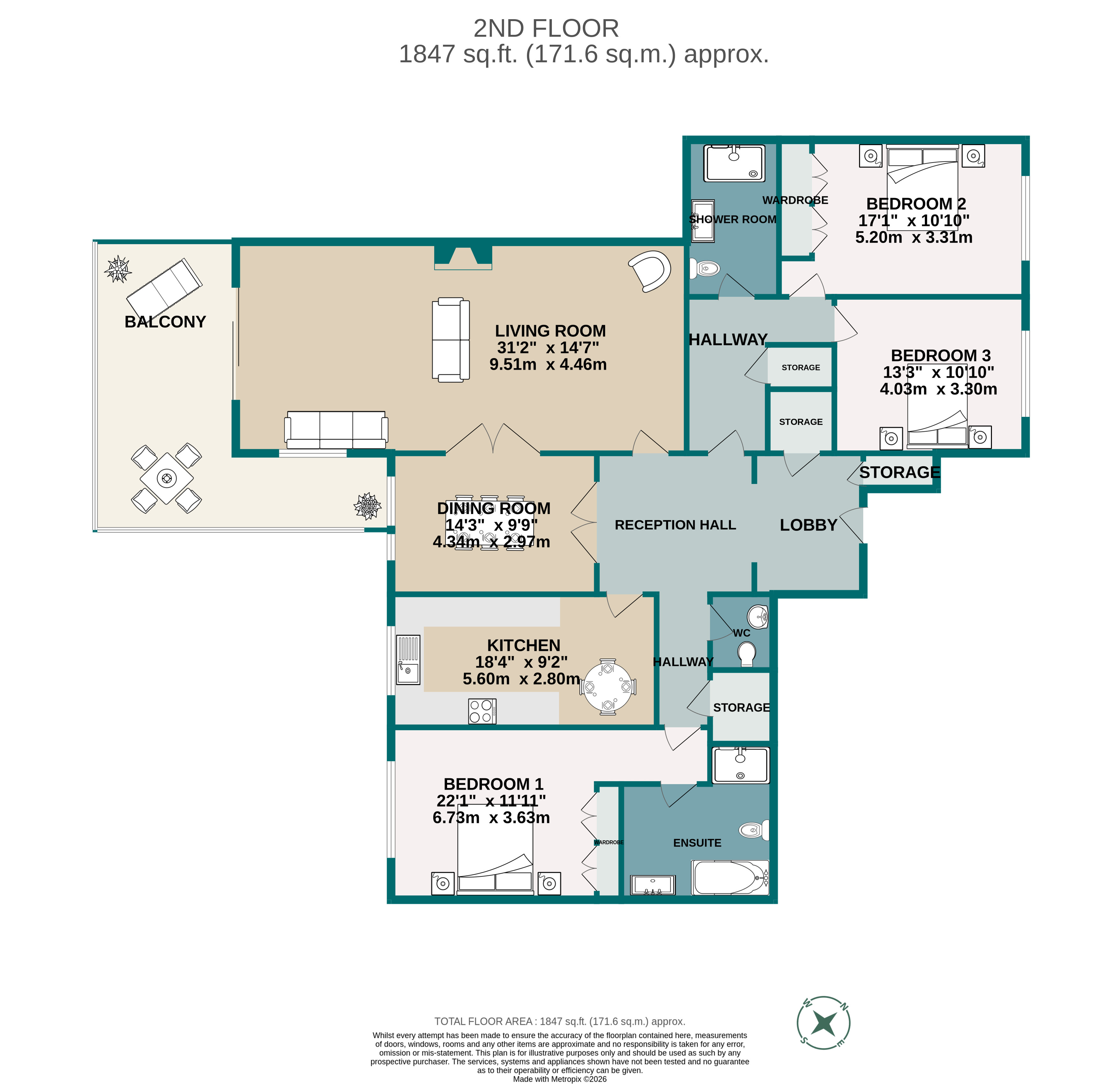 3 bed apartment for sale in Lilliput Road, Poole, BH14 - Property floorplan