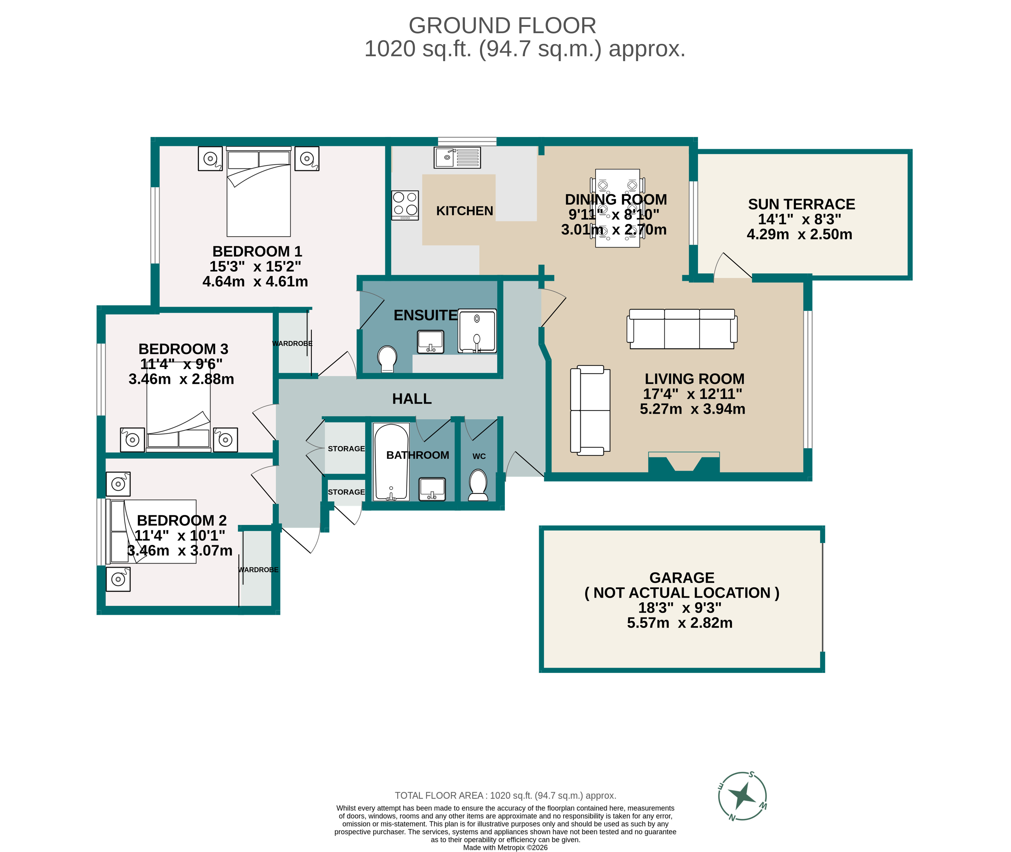3 bed ground floor flat for sale in Brownsea Road, Poole, BH13 - Property floorplan