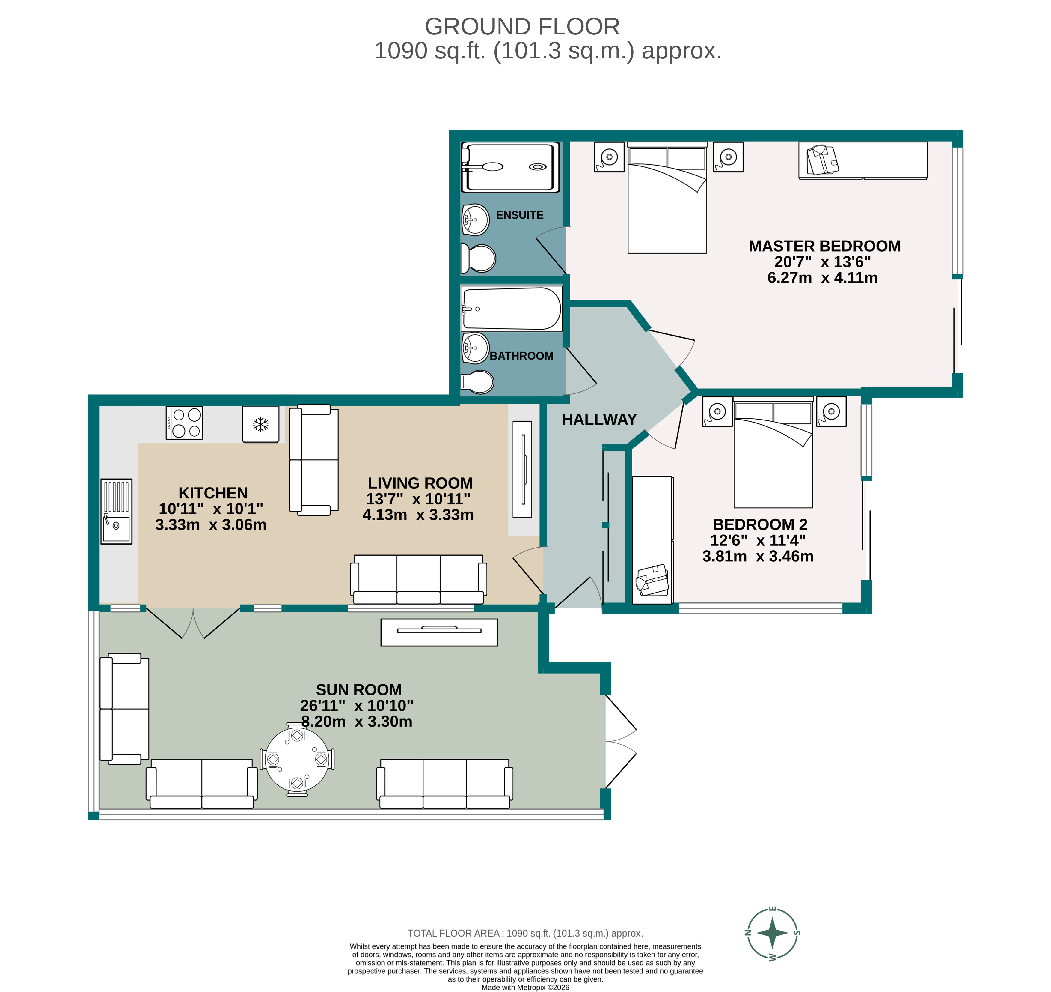 2 bed ground floor flat for sale in Grosvenor Road, Bournemouth, Dorset, BH4 - Property floorplan