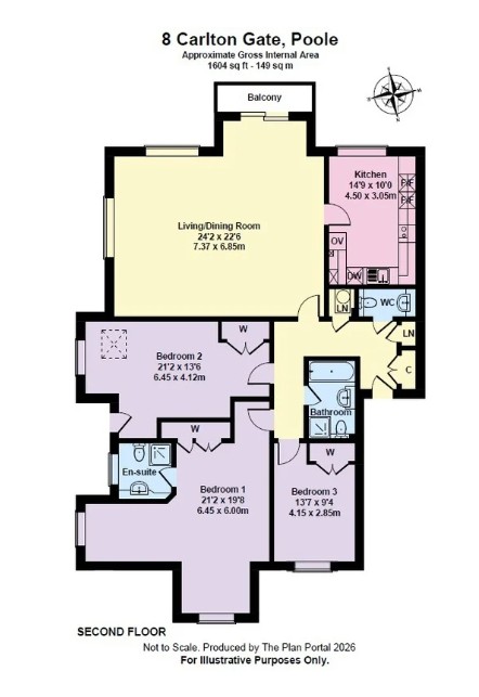 3 bed penthouse for sale in West Overcliff Drive, Bournemouth, BH4 - Property floorplan