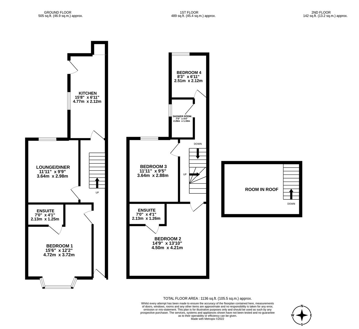 1 bed house to rent in Montague Road, Burnley - Property floorplan